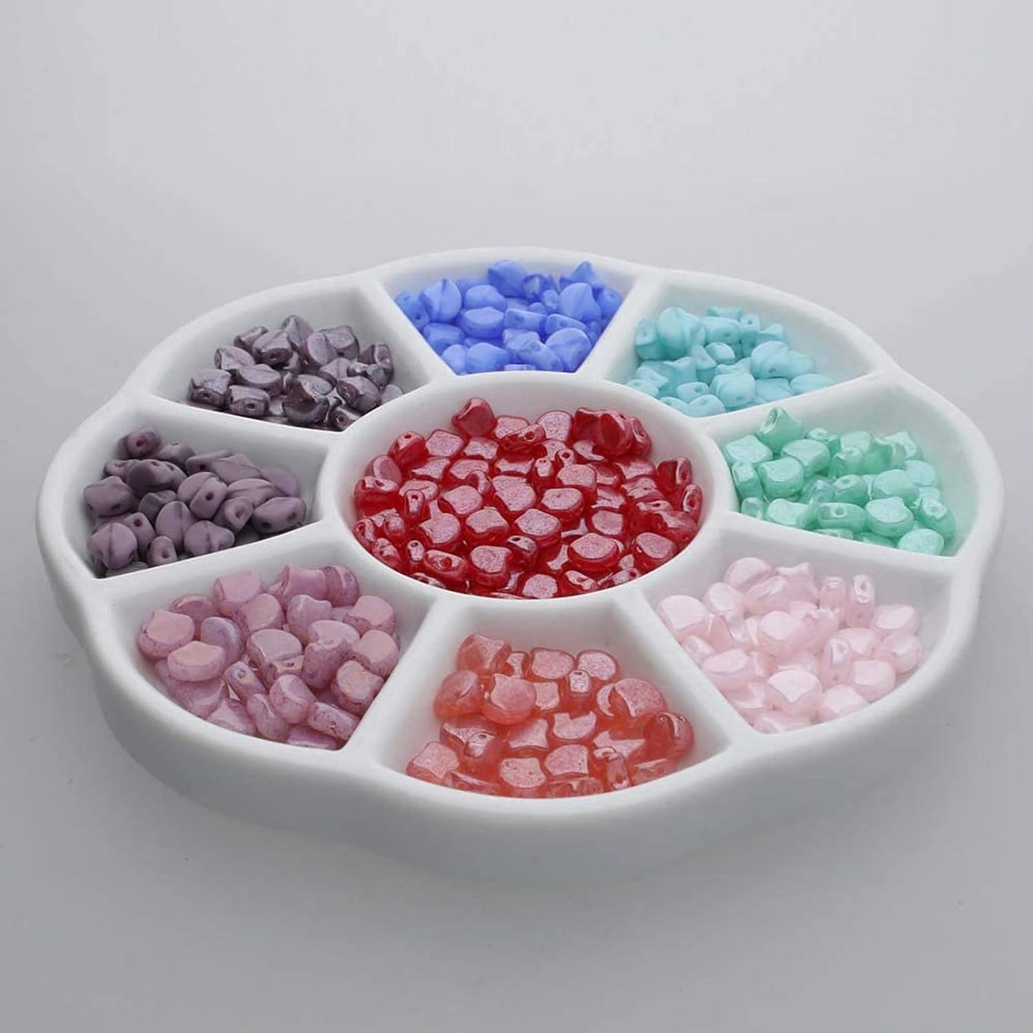 9 Well Porcelain Ceramic Watercolor Paint Palette - Ceramic Mixing Palette Tray Flower Watercolor Dish Gouache Palette for Arts & Crafts Accessories Organizer Mixing Colors (5Inch) image number 2