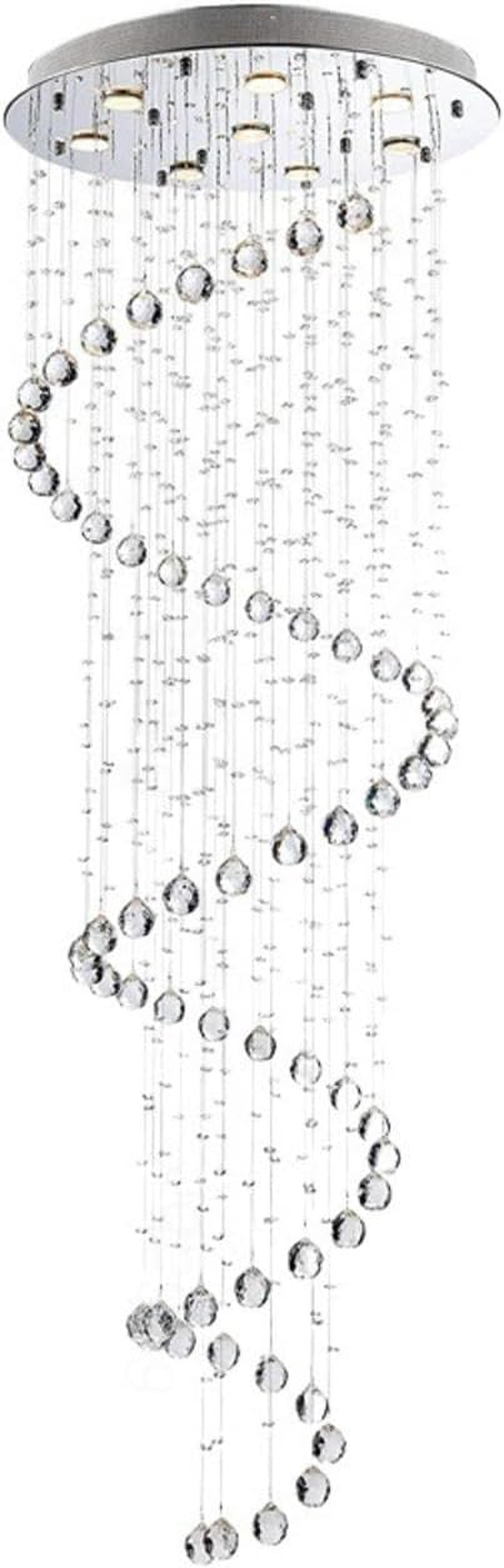 Modern Crystal Chandelier Lights, Clear K9 Crystal Raindrop LED Ceiling Light for Entryway High Ceilings Dining Room Hallway Stairway Foyer D50Cm,Silver image number 3