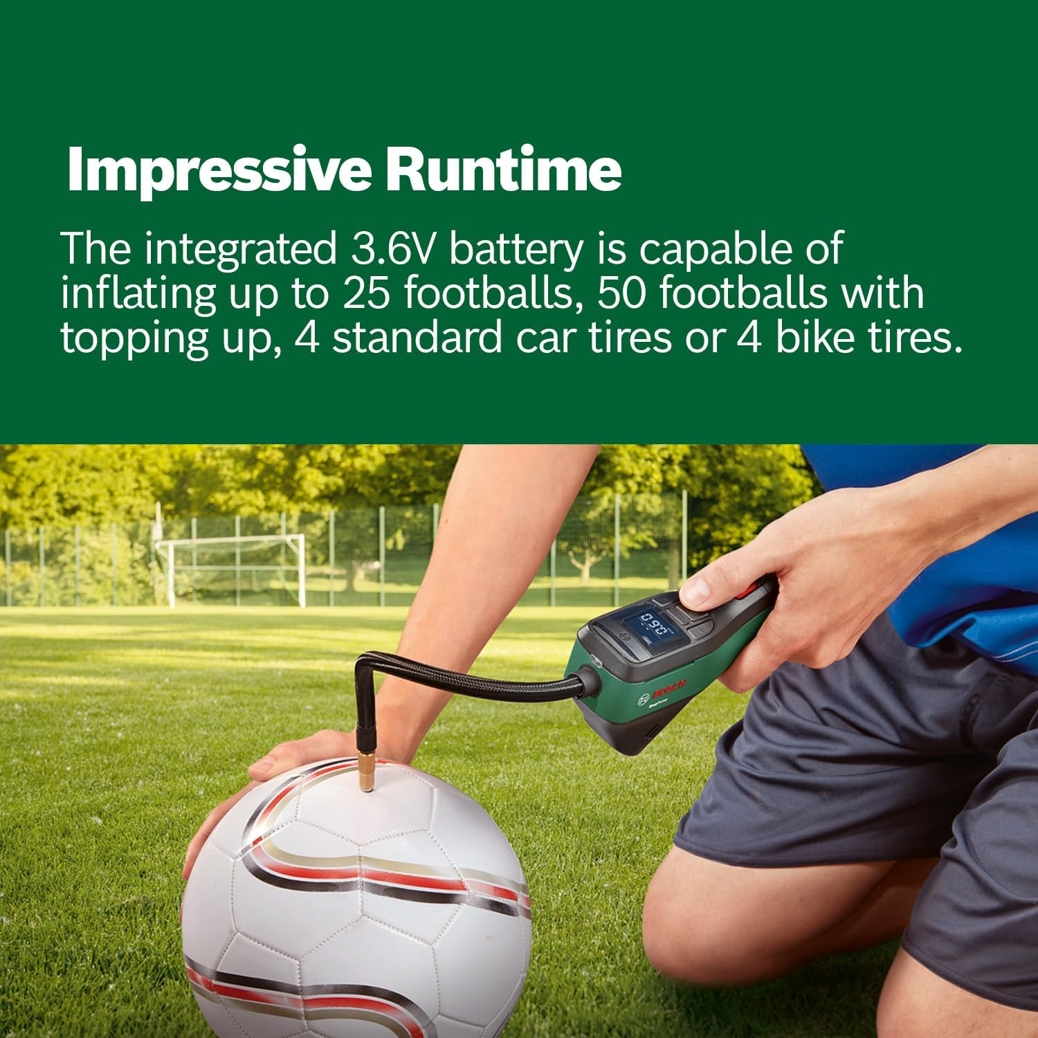 Bosch Home & Garden Cordless Electric Air Pump, Mini Compressor, Rechargeable, 150 PSI, 3.6 V, Autostop Function, LED, USB-C, Portable (Easypump with Additional Bike Adapter) image number 6