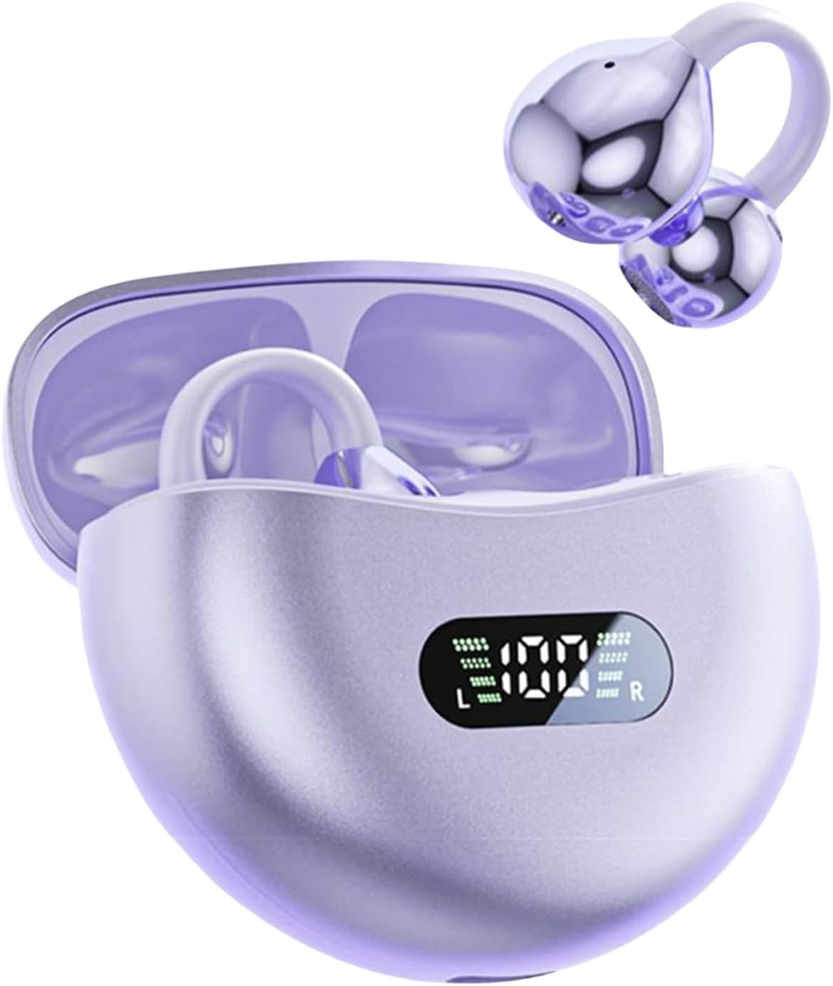 Open Ear Headphones - Open Air Earbuds - Noise Cancelling Led Display Comfortable Waterproof Headset for Workout Running outside Sleep Working image number 6