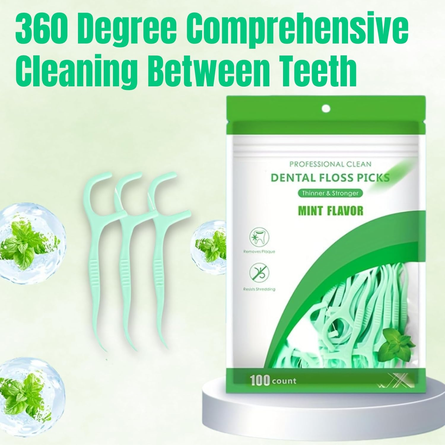 Dental Floss, Mint Toothpick Floss Picks,Teeth Stick,Tooth Picks,Teeth Cleaning, Deep Cleaning Teeth Stick Perfect for Dental Cleaning (100) image number 1
