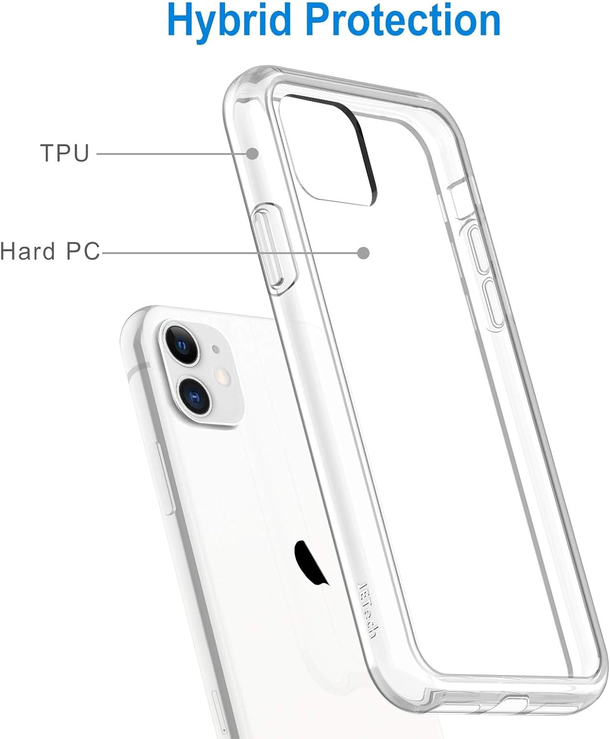 Jetech Case for Iphone 11 6.1-Inch, Non-Yellowing Shockproof Phone Bumper Cover, Anti-Scratch Clear Back (Clear) - Clear image number 5