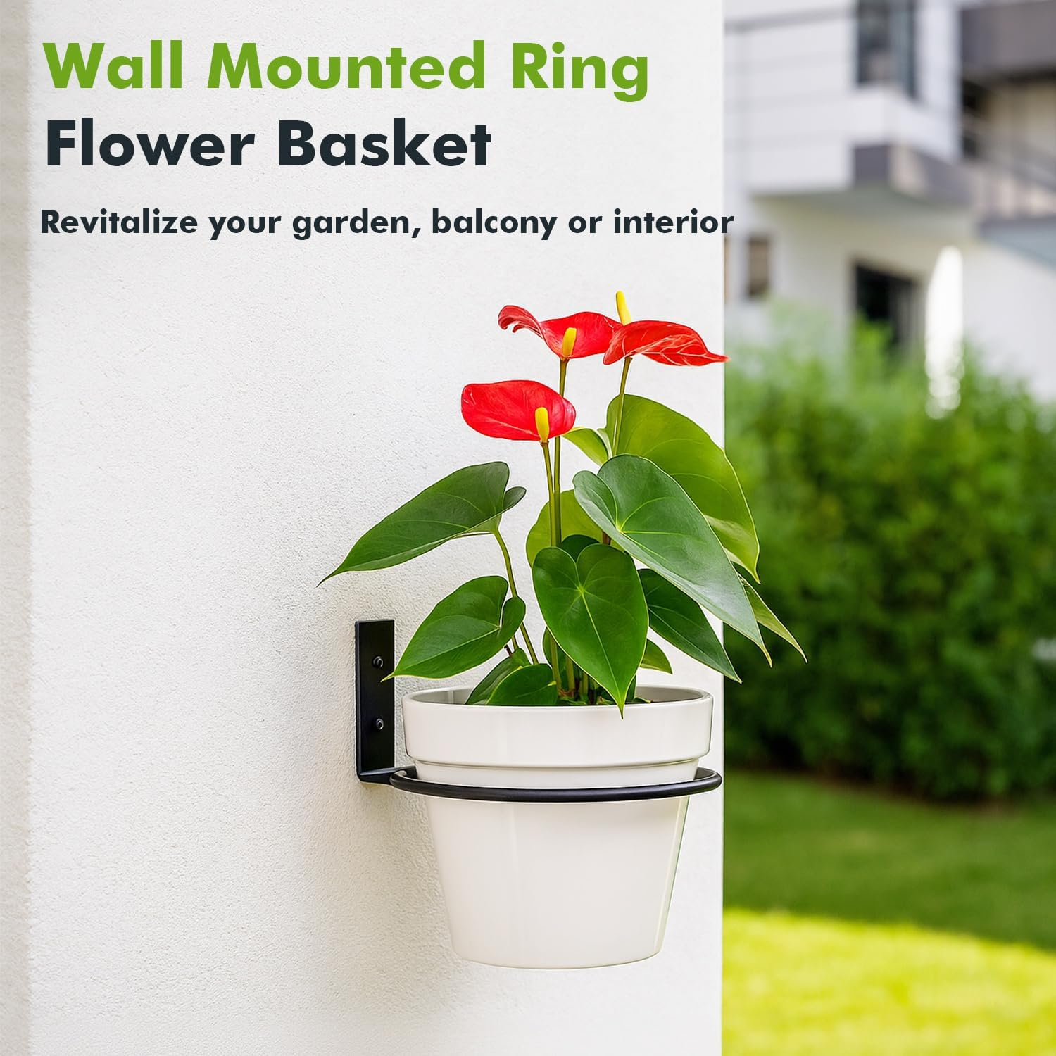 8 Pack 4/6 in Flower Pot Holder Ring Wall Mounted Metal Hangers Bracket for Home Garden Indoor Outdoor Planters, Black image number 3