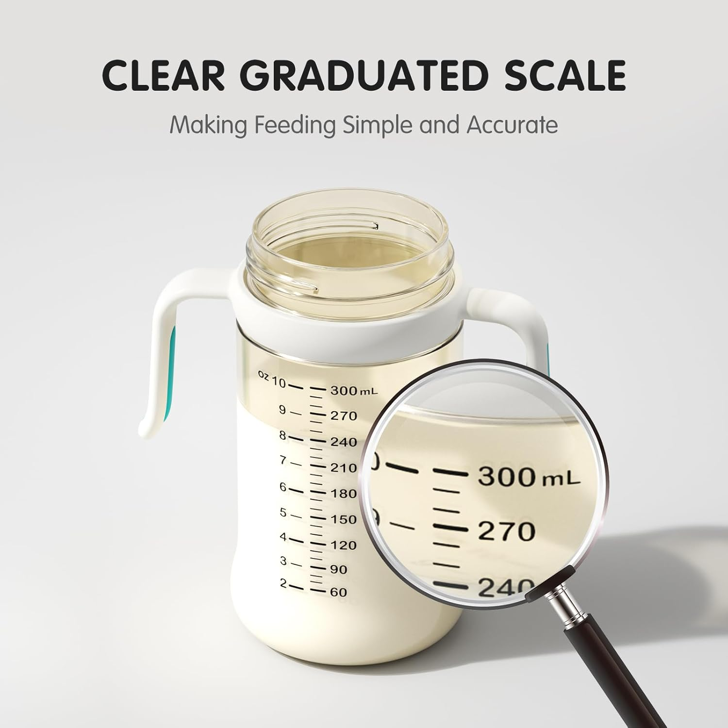 Nouri Training Cup with Weighted Straw Anti-Colic Leak-Proof Toddler Cups Sippy Cup with Straw Handle for Baby and Toddlers 10Oz/300Ml Spill Proof No Spill Magic Baby Bottle for 6 Month+ Drinking - Pink image number 6