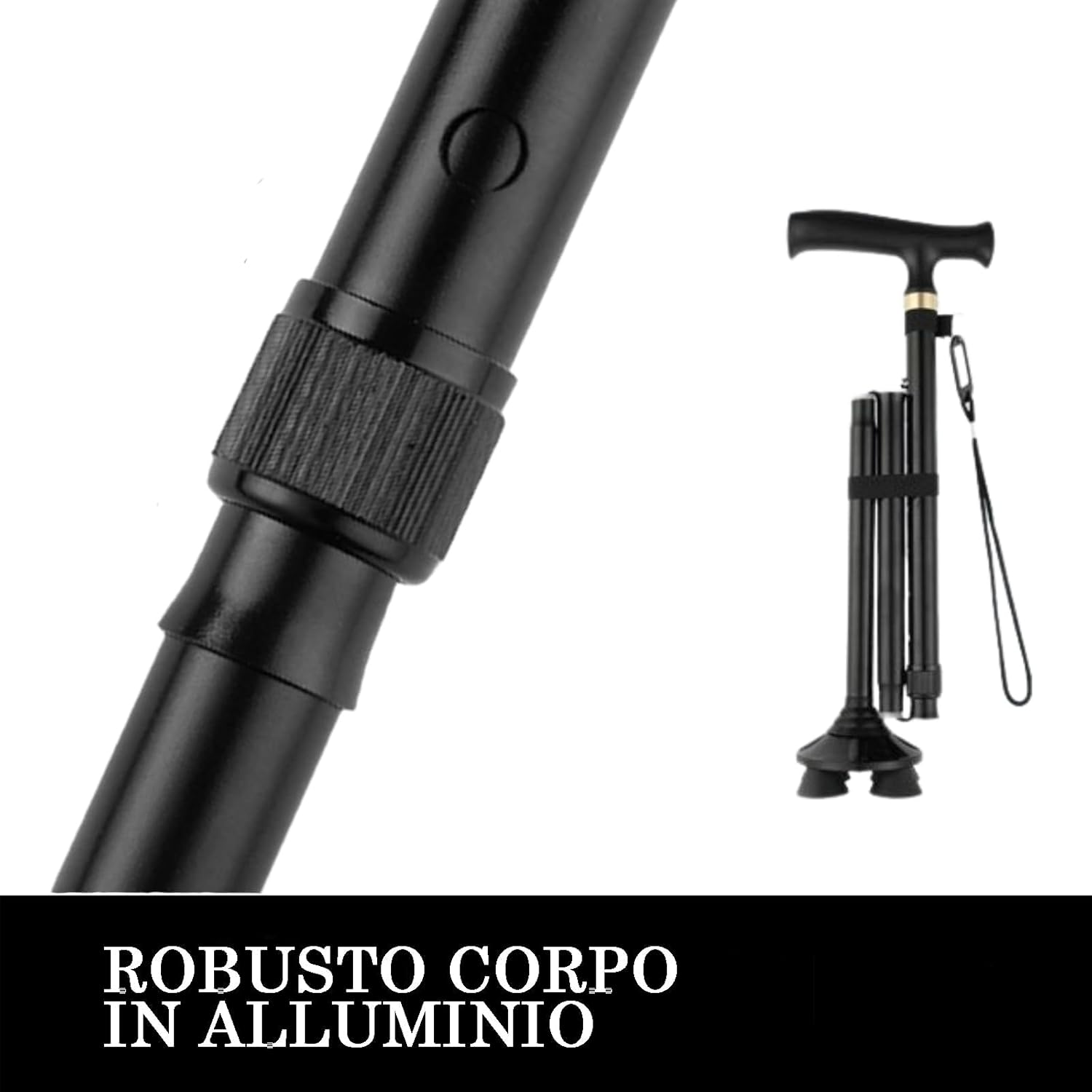 Begrit Adjustable Walking Stick Aluminum Folding Canes with Ergonomic Grip Carry Bag Free Standing Metal Collapsible Durable Walking Aid for Women Men Ladies Disabled image number 2