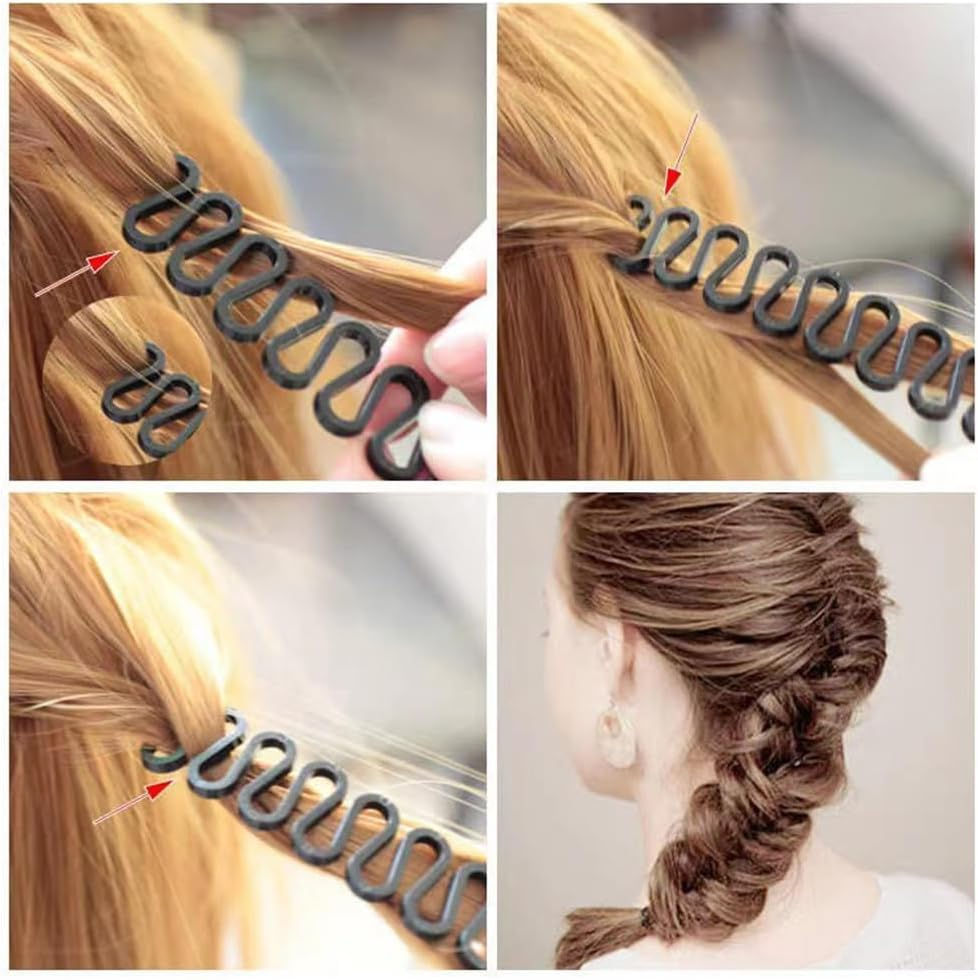 Plastic Fishbone Wave Hair Braid Tool, 12Pcs Fishbone Hair Plaiting Tool French Hair Styling Clip DIY Hair Braiding Tool,Fish Bone Hair Braiding French Braiding Tool,Fishbone Wave Hair Braiding Tool image number 2