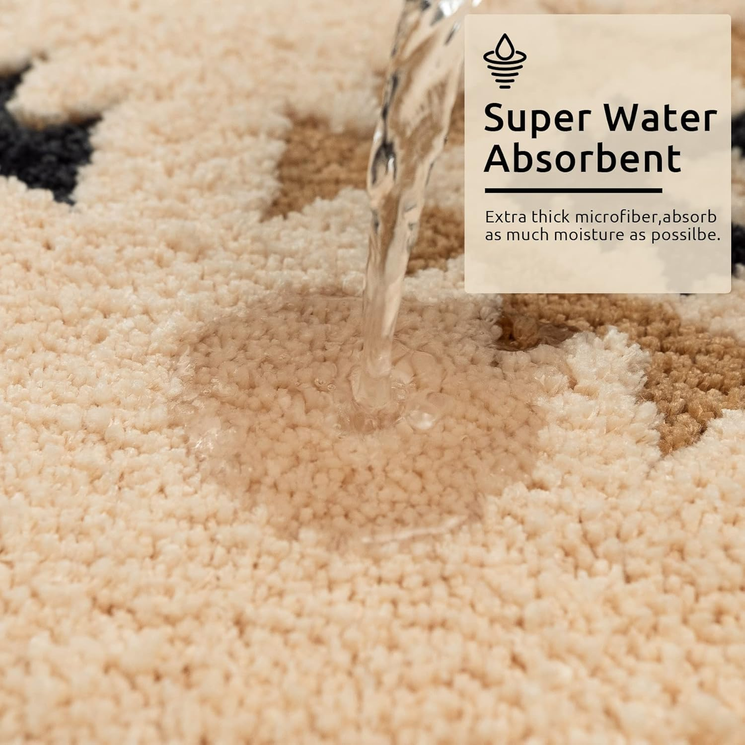 DEXDE Boho Bathroom Rugs 20X32, Luxury Soft Absorbent Bath Mat Non Slip Moroccan Geometric Bath Rugs Carpet for Bathroom Shower Kitchen Entryway Farmhouse Neutral Decor, Cream Beige image number 6