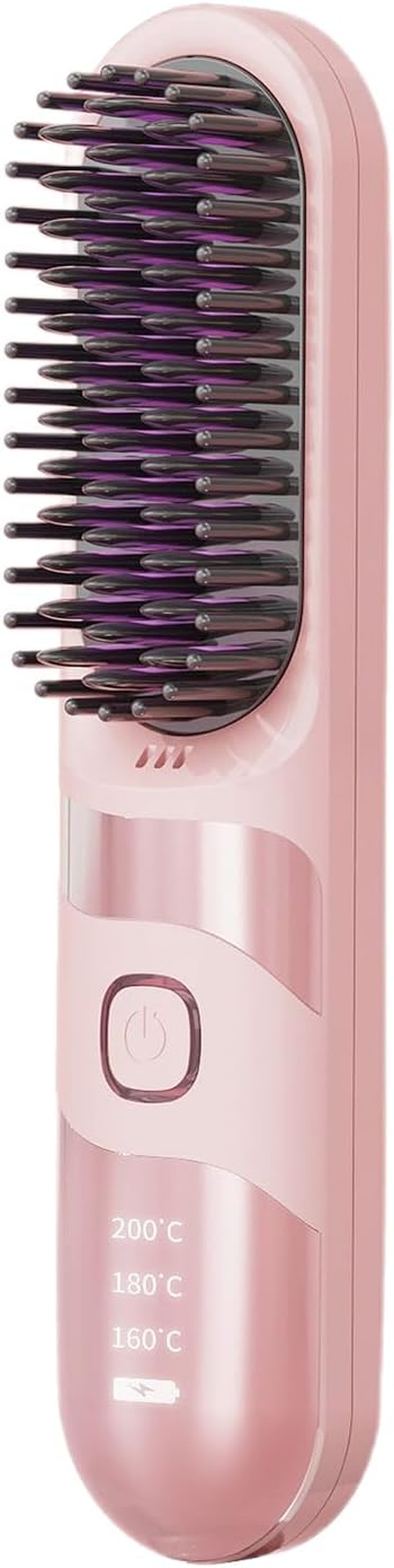 Nankoyal Rechargeable Hair Straightener | Wireless Curler Brush - 2-In-1 Temperature Adjustable Quick Styling Cordless Hair Straightener Brush for Home