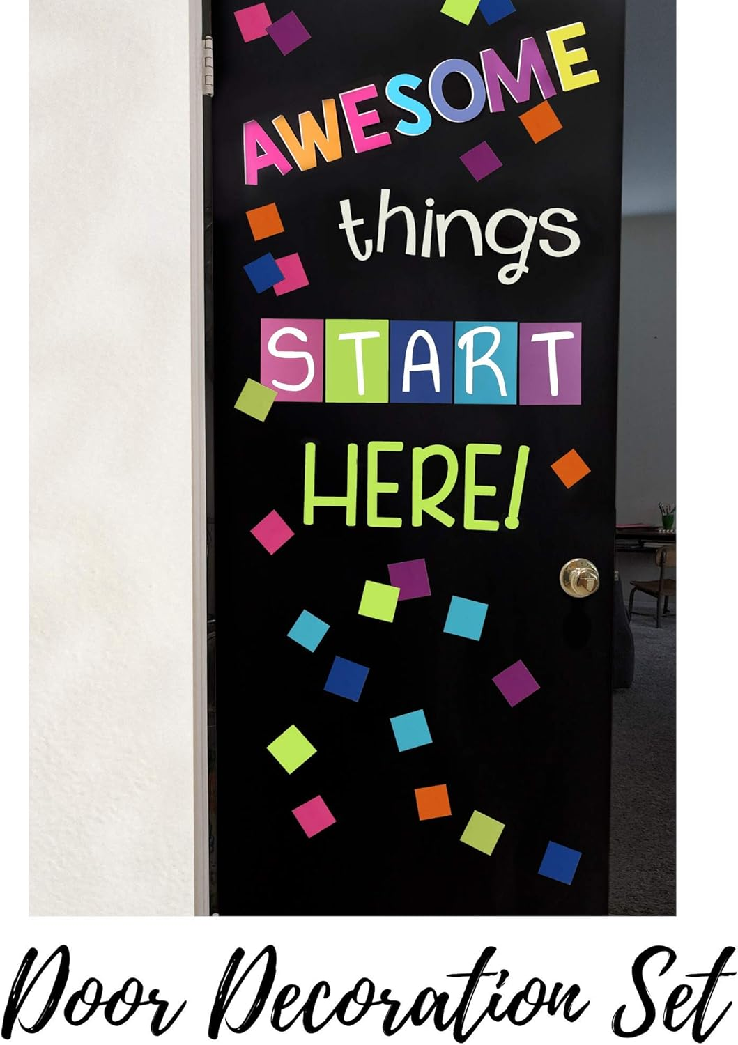 Lush Learning Motivational Classroom Door Decoration and Bulletin Board Set, Ready to Use, Colorful Design- Awesome Things Start Here! image number 3