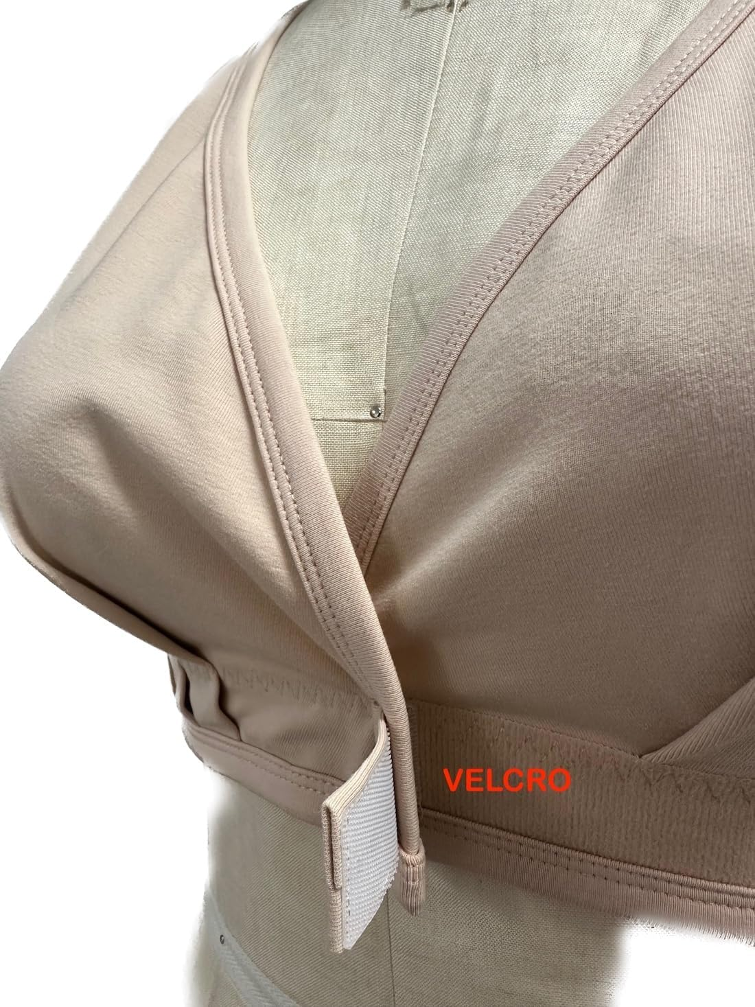 Adaptive Bra with Easy-On Velcro Closure - Arthritis, Post Surgery, Leisure, Sleep, Breastfeeding Bra Nude image number 3
