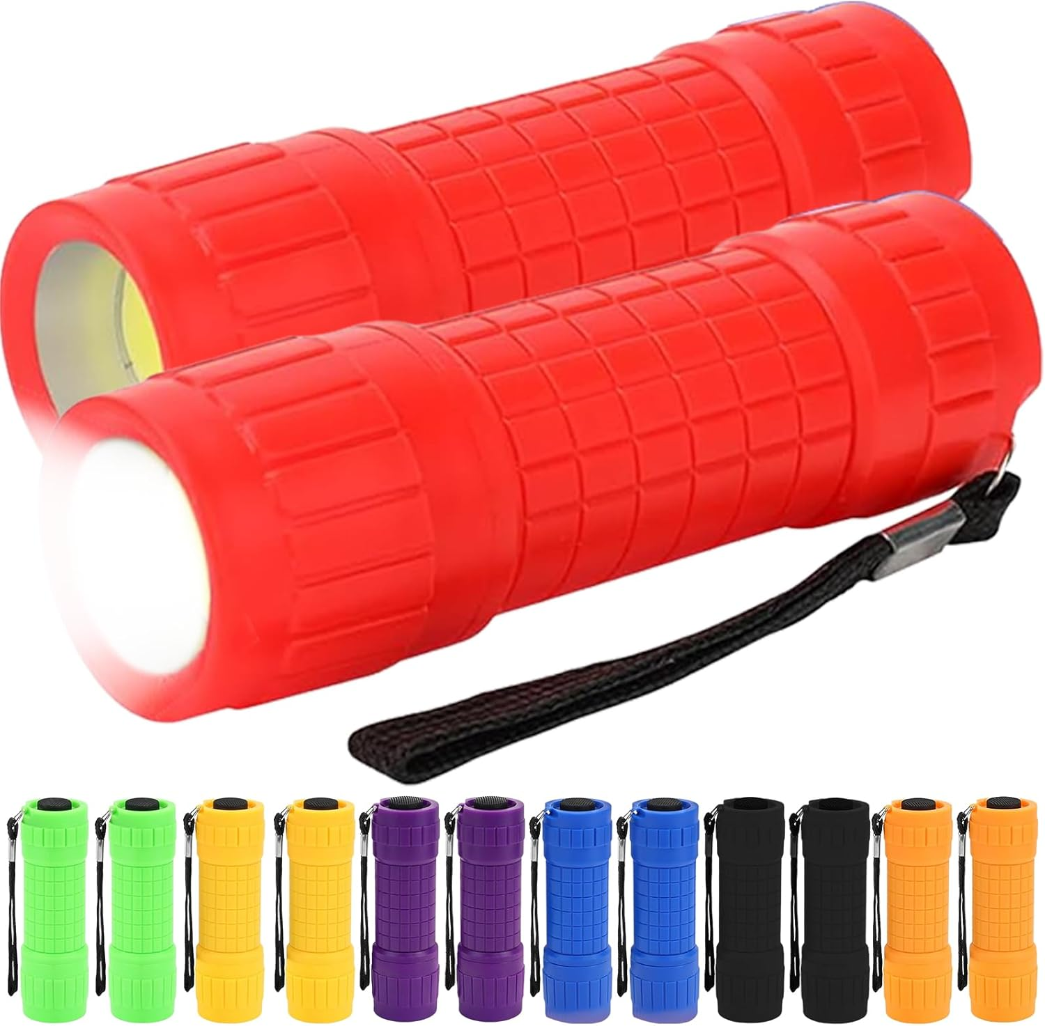 AXVRAV Pack of 14 Mini LED Torch Children, Small LED Torch with Lanyard and 42AAA Batteries, Silicone Coating Hand Lamp for Camping, Outdoor, Hiking, Children'S Birthday Gifts image number 2