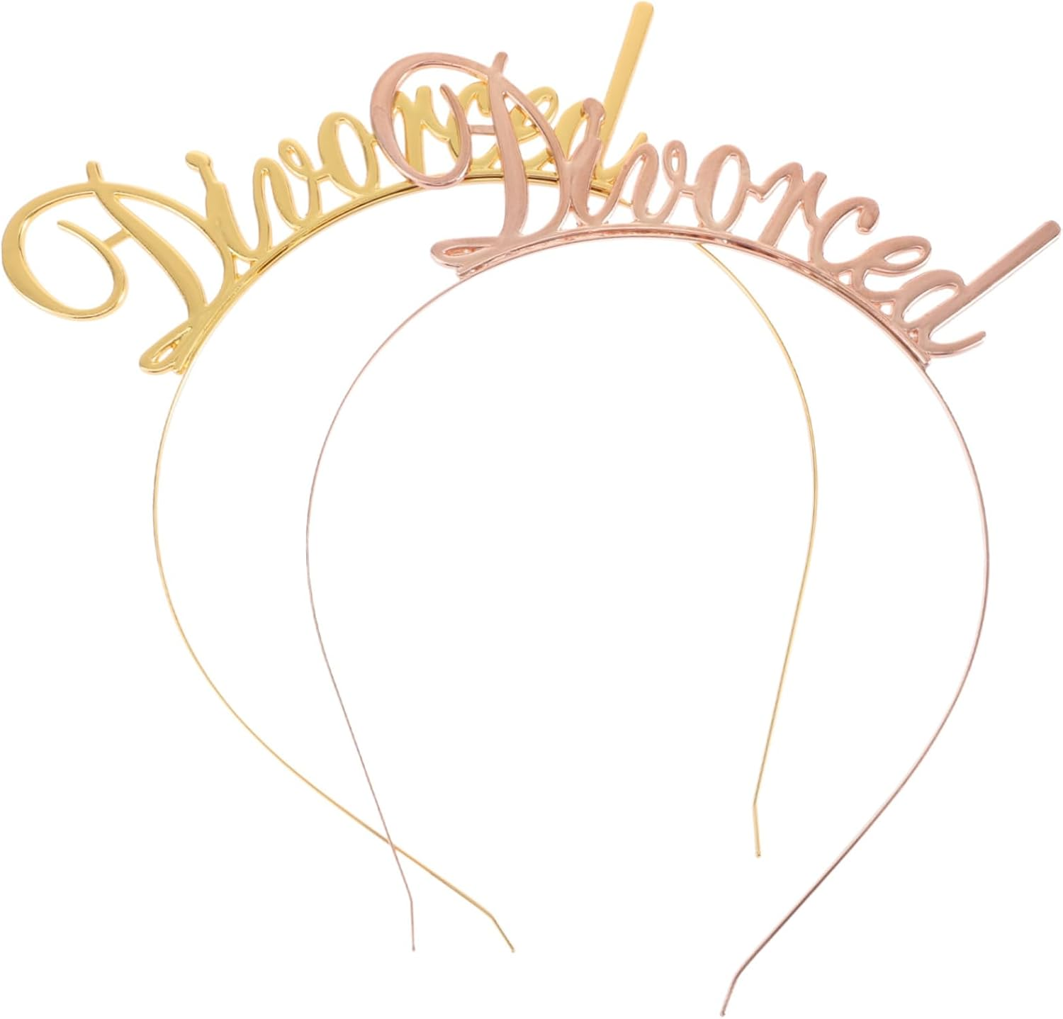 HONITANO Pack of 2 Divorced Party Hair Accessories Metal Headband with Letters Women'S Gold Rose Gold Lightweight Durable Accessory for Divorce Party and Festive Occasions image number 3