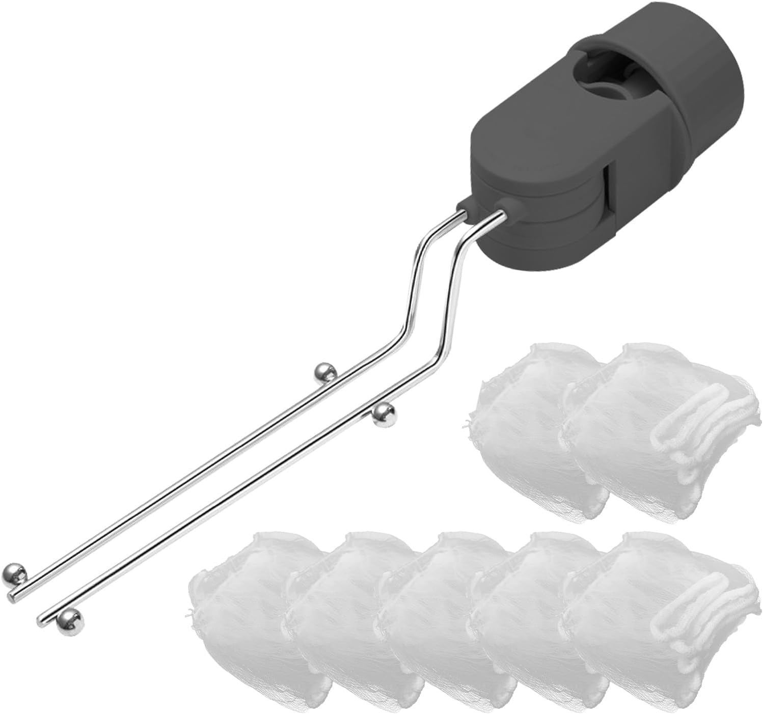 Yitexin Folding Kitchen Sink Drain Strainer Rack with 50 Filtering Net Bags, Stainless Steel Rotating over Faucet Sink Strainer Basket, Food Catcher Sink Strainer for Leftovers (Gray)