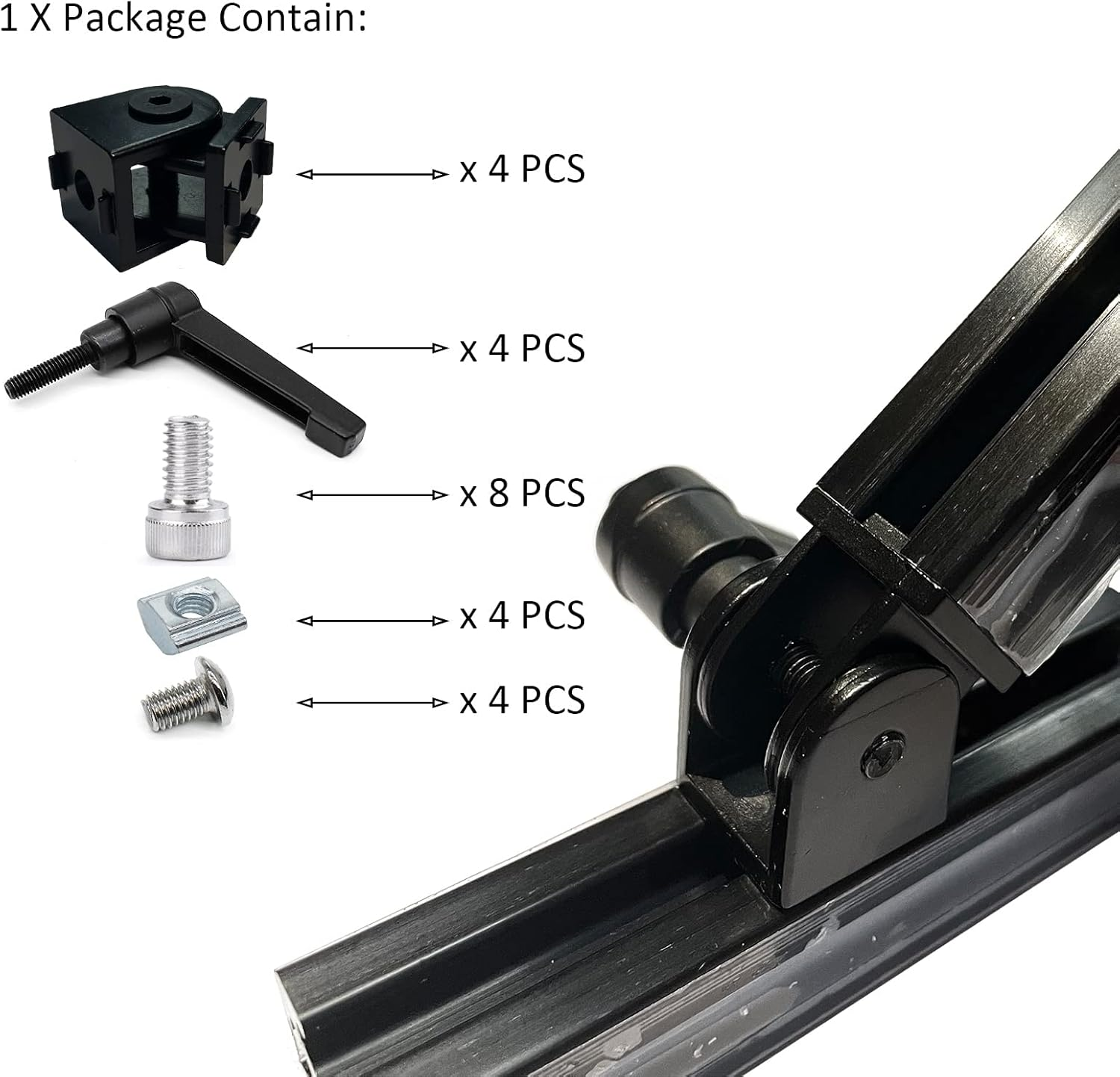 BLCCLOY 4 Sets Black 2020 Aluminum Extrusion Pivot Hinge Swivel Degree Angle Bracket with Handle for 20 Series 20/20 2040 V T Slot Extruded Aluminum Profile Hardware Connector image number 3