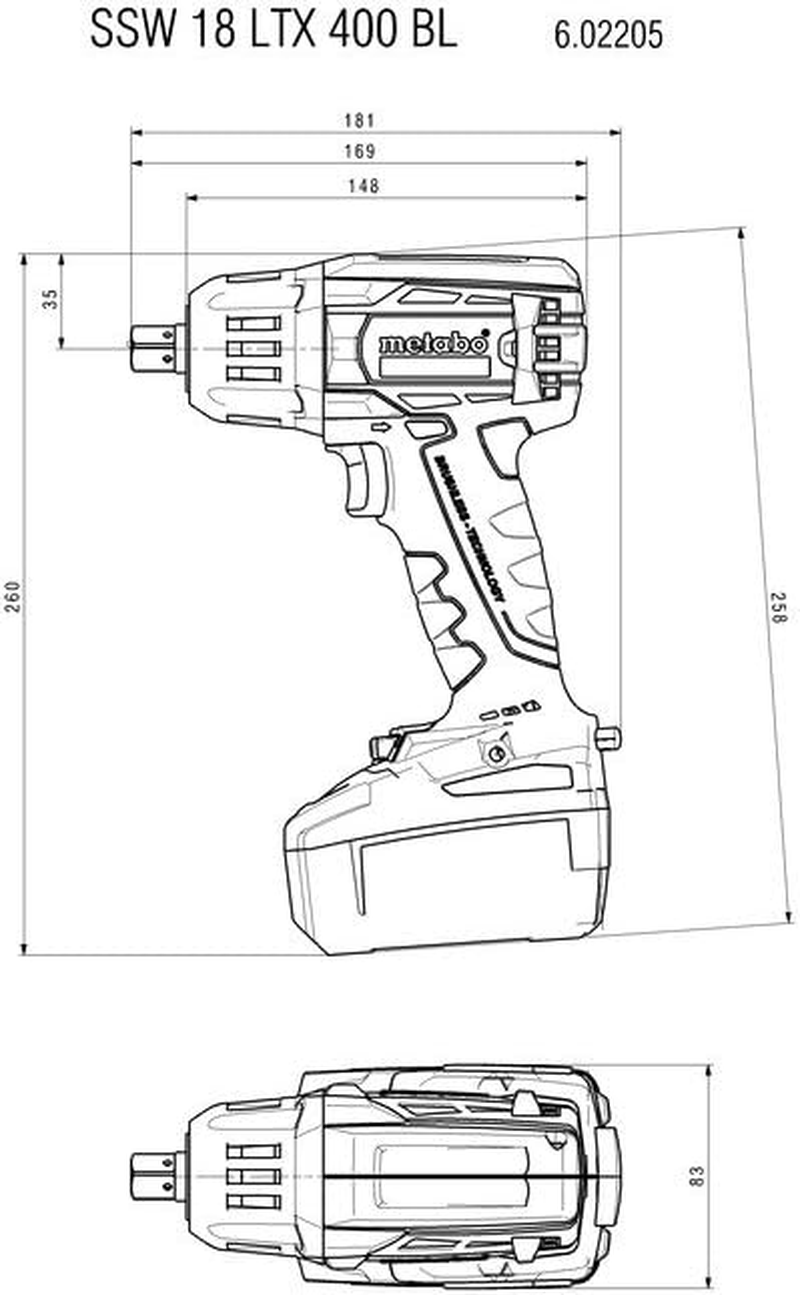 Metabo 18 V Brushless LTX Class 1/2 Inch Impact Wrench, 130-400 Nm (Skin Only) image number 2