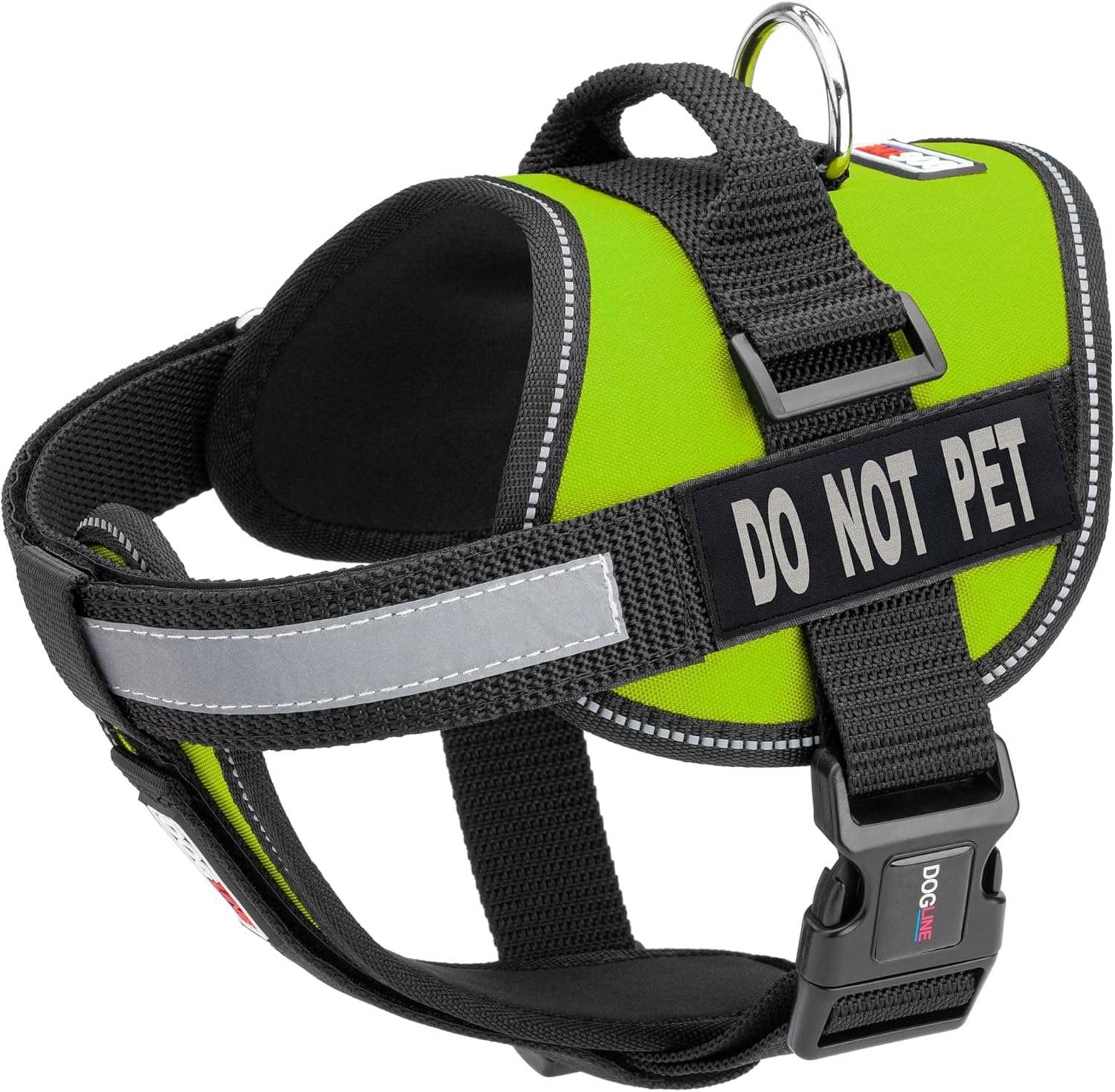 Dogline Vest Harness for Dogs and 2 Removable Do Not Pet Patches, Medium/22 to 30", Pink