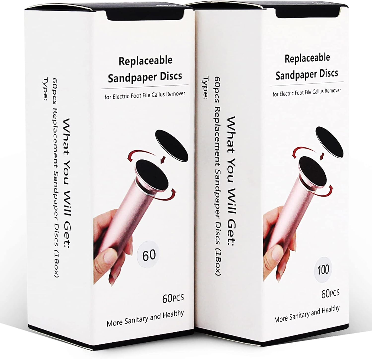 120Pcs Replaceable Sandpaper Refill Discs for Electric Foot File Callus Remover Dead Skin Removal (60Pcs Rough 60 Grit, 60Pcs Smooth 100 Grit) image number 6