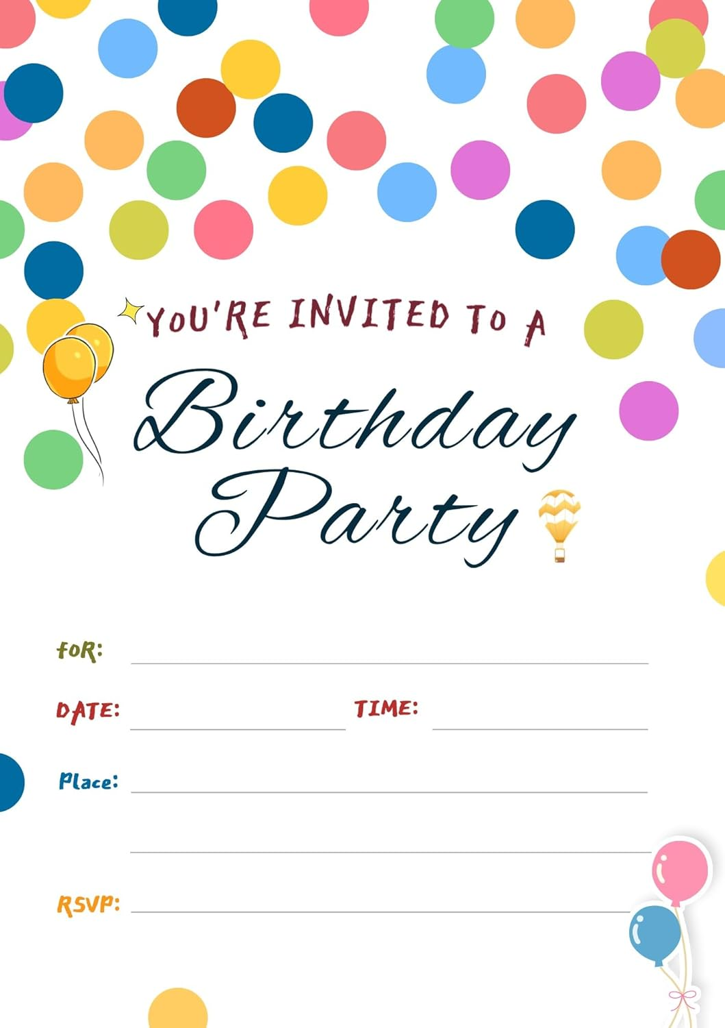 32 Birthday Invitation Party Cards,Uniquely Designed Birthday Cards for Children,Men, Women and Kids (Polka Dots) image number 5