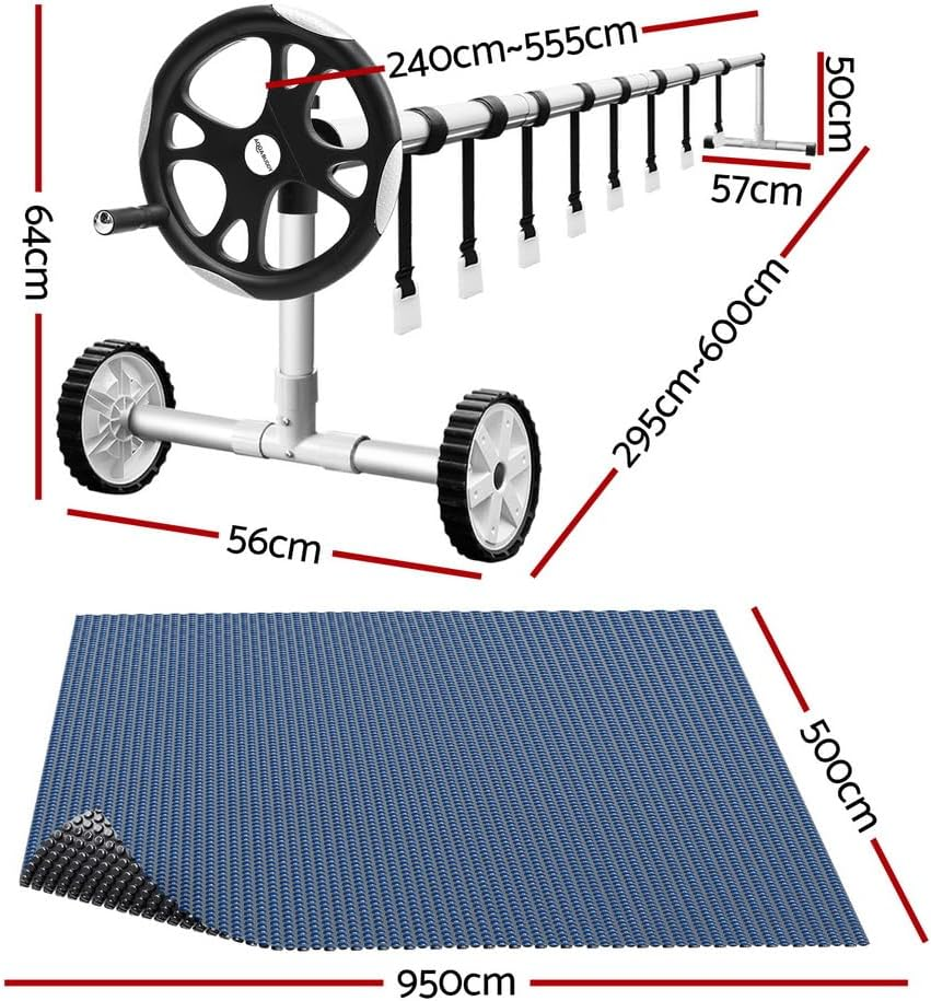 Aquabuddy Pool Cover 600 Micron Solar Heat Blanket 9.5X5M W/ 5.55M Roller Black image number 3