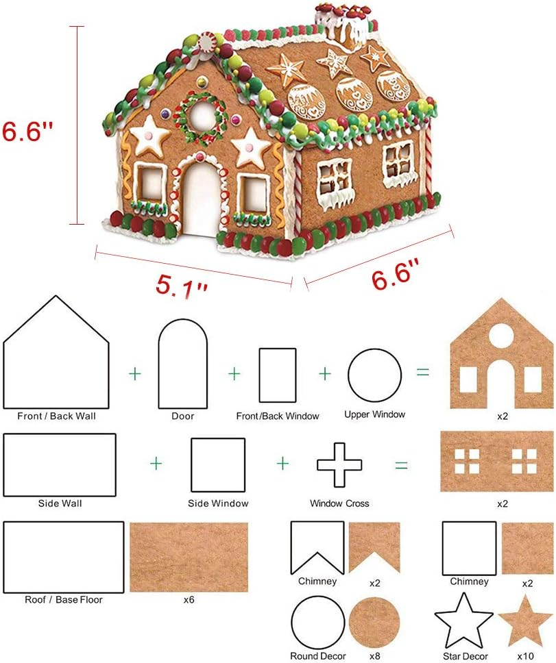 3D Cookie Cutter House Set Christmas,10 Pcs Gingerbread House Cookie Mold for Winter Holiday Thanksgiving Festival,Stainless Steel Cake Biscuit DIY Kit Baking Pastry Tool with Gift Box Packaging image number 6