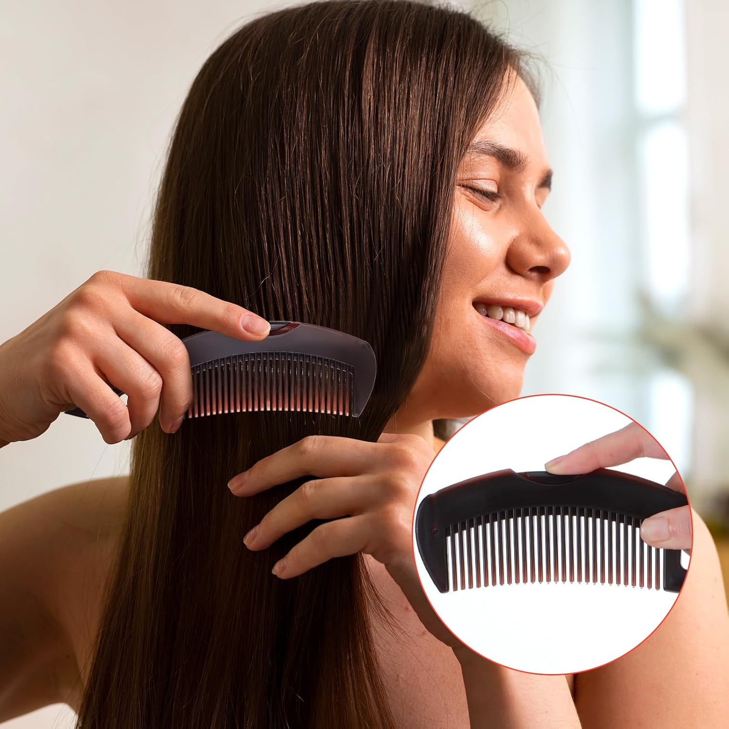 Telooco 2Pcs Dandruff Comb Set - Stainless Steel & ABS Plastic - Scalp Sweep Detoxing Comb & Fine Tooth Hairbrush - Dandruff Removal for Women & Men