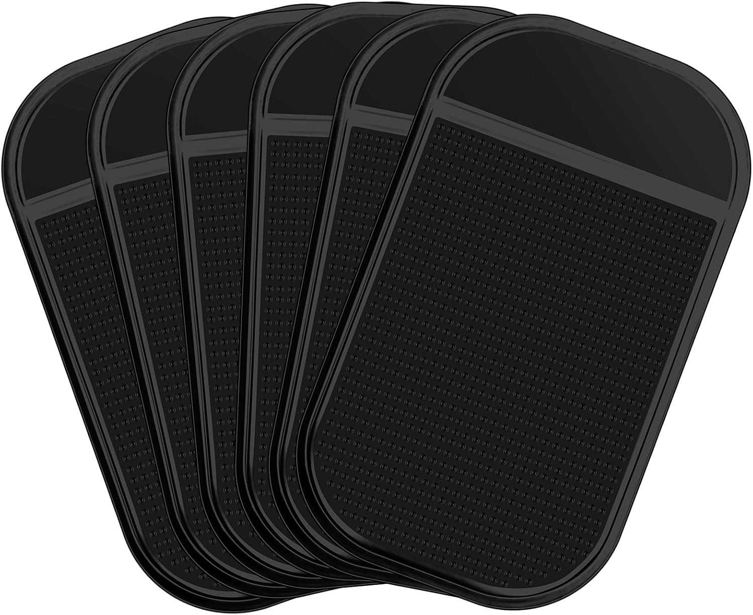 Car Dashboard Non Slip Mat, Anti-Slide Sticky Gel Dashboard Pad 5.5 X 3 Inch Multi Sticky Mat for Radar Detector, Cell Phone, Keys, Mirrors, GPS, Coins (6 Pack Black)