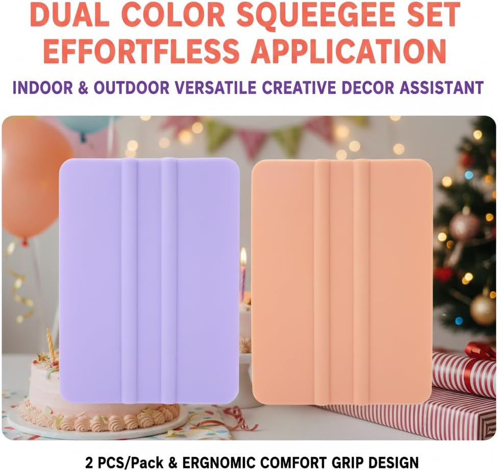 Craft Squeegee Tool Kit for Vinyl Decal & Paper Cut Projects, Window & Car Wrap - Includes Violet & Coral, Compatible with Cricut & Adhesive Vinyl - Ideal for Crafting, DIY & Sign Making - Ruibex image number 4