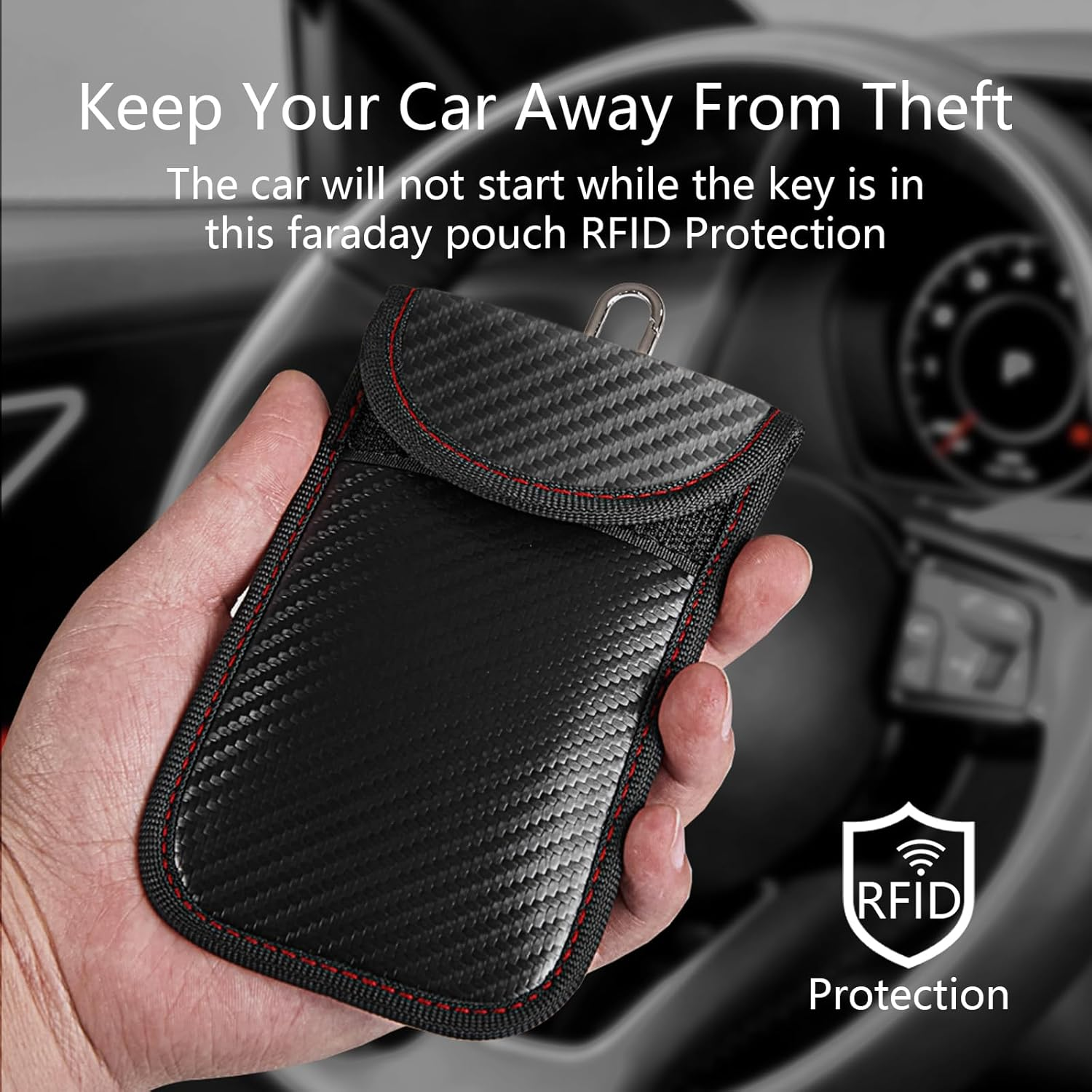 2 Pack Faraday Pouch for Car Keys, RFID Key Pouch Keyless Car Blocker, Car Key Signal Blocking Pouch, Blocking Signal Keyless Entry Car Keys Case (Red+Red) - Green+Blue image number 2