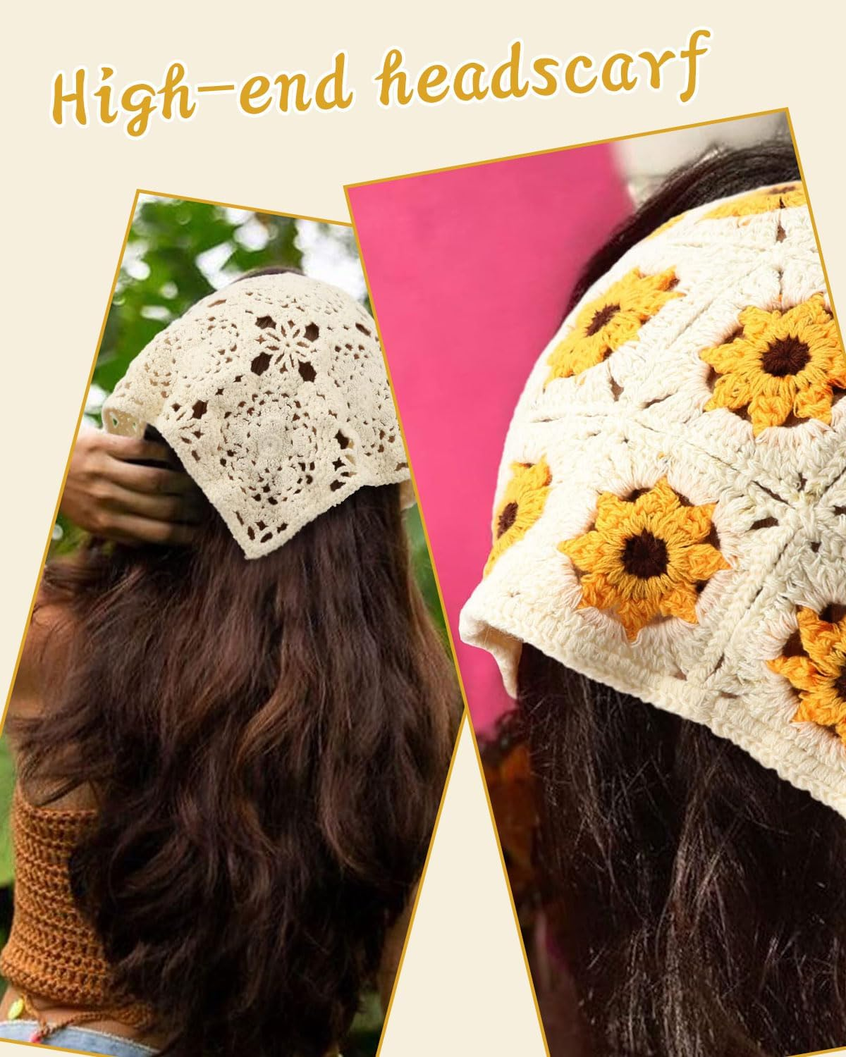 JUKOTA Women'S Boho Headbands Triangle Headscarves Bandanas Turban Tie Hair Bands Elastic Knitted Hair Scarf for Women and Girls Pack of 2