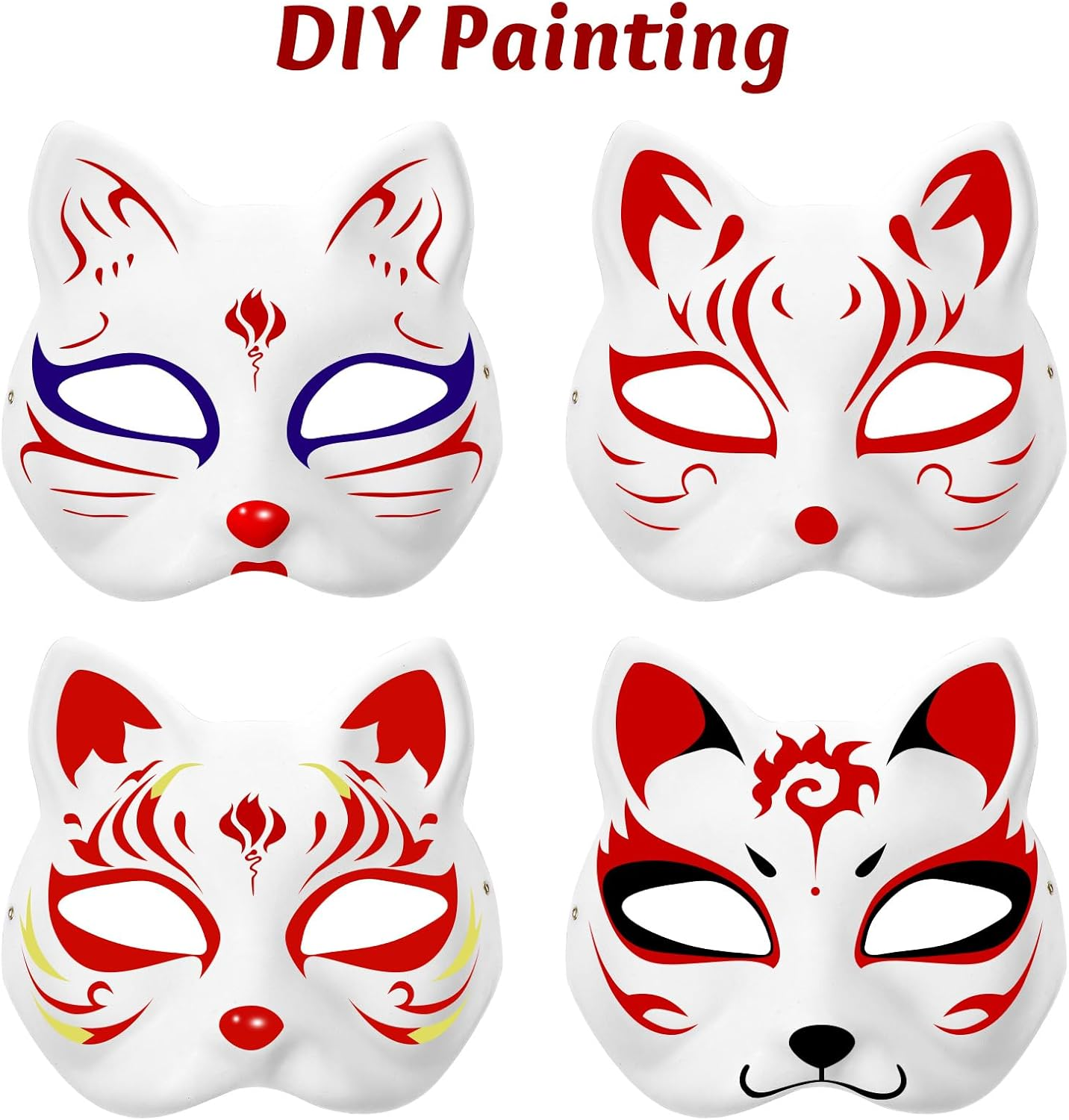 SEWACC Unpainted Cat Masks 20Pcs Cat Mask DIY White Paper Mask Halloween Blank Cat Mask Hand Painted Face Mask Personality Masquerade Mask for Dance Party Masquerade Cat Masks