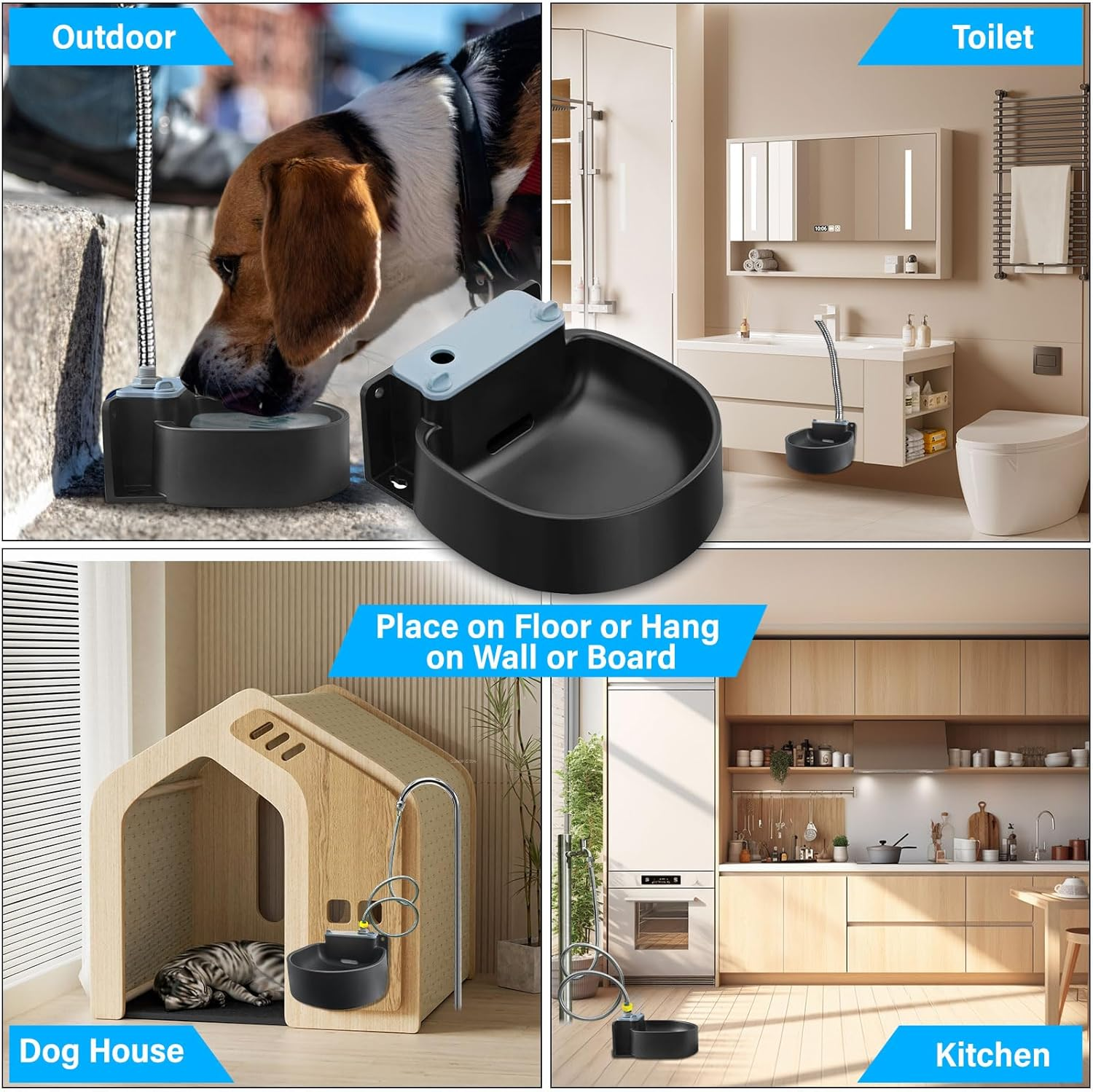 Automatic Dog Water Bowl Wall-Mounted, 74.4 Ounce (2.2L) Large Capacity Dog Water Basin Dispenser, Outdoor and Indoor Pet Water Bowl, Suitable for Dogs, Cats, Cows, Sheep, Horses, and Poultry image number 4