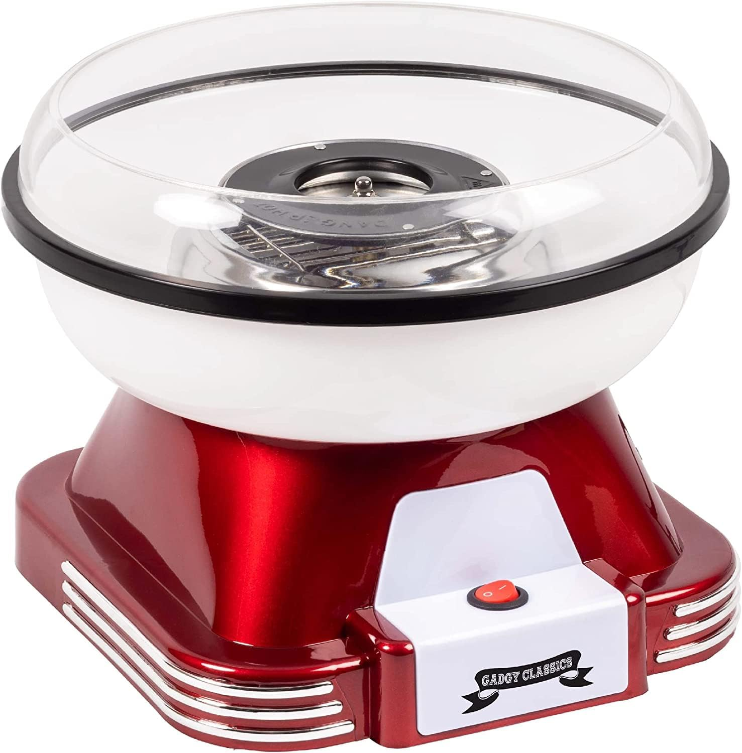 Gadgy Cotton Candy Machine - Retro Cotton Candy Machine - Cotton Candy Machine with Sticks and Measuring Spoon - Height 22 Cm Red White - 500 Watt Cotton Candy Machine for Home