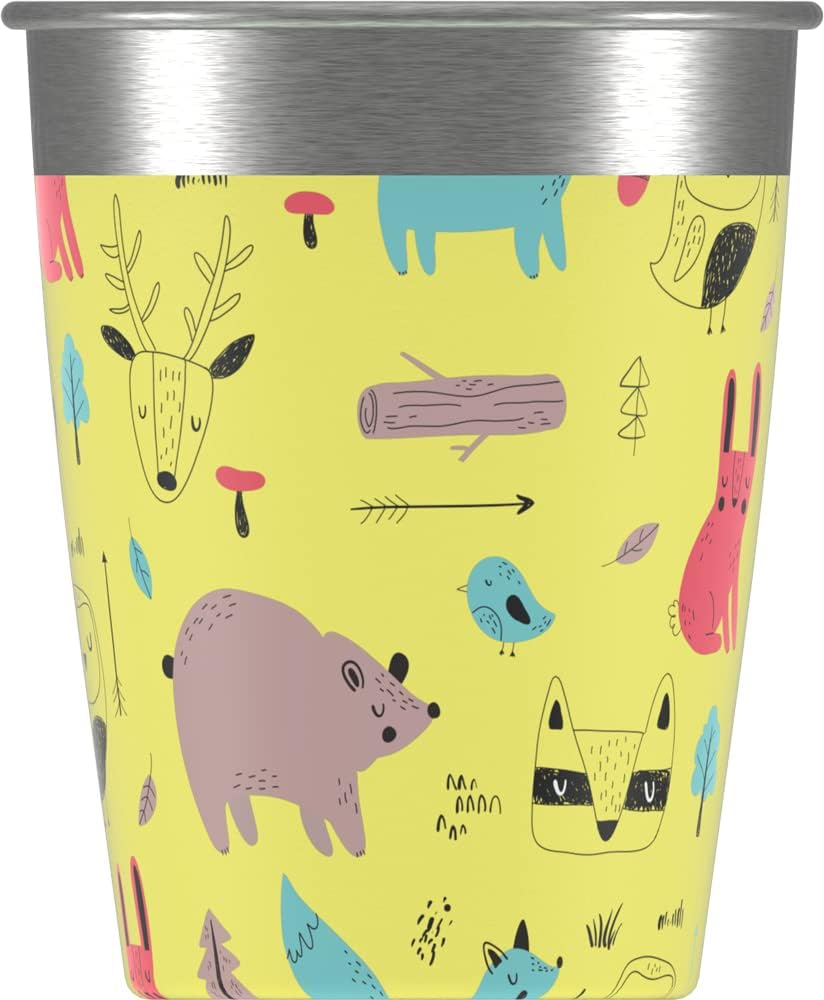 SIGG Children'S Stainless Steel Cup Set (4 X 0.35 L), Drinking Cups for Kids in 4 Colorful Designs for Boys and Girls, Practical Childrens Cups for at Home and on the Go, Wildlife image number 4