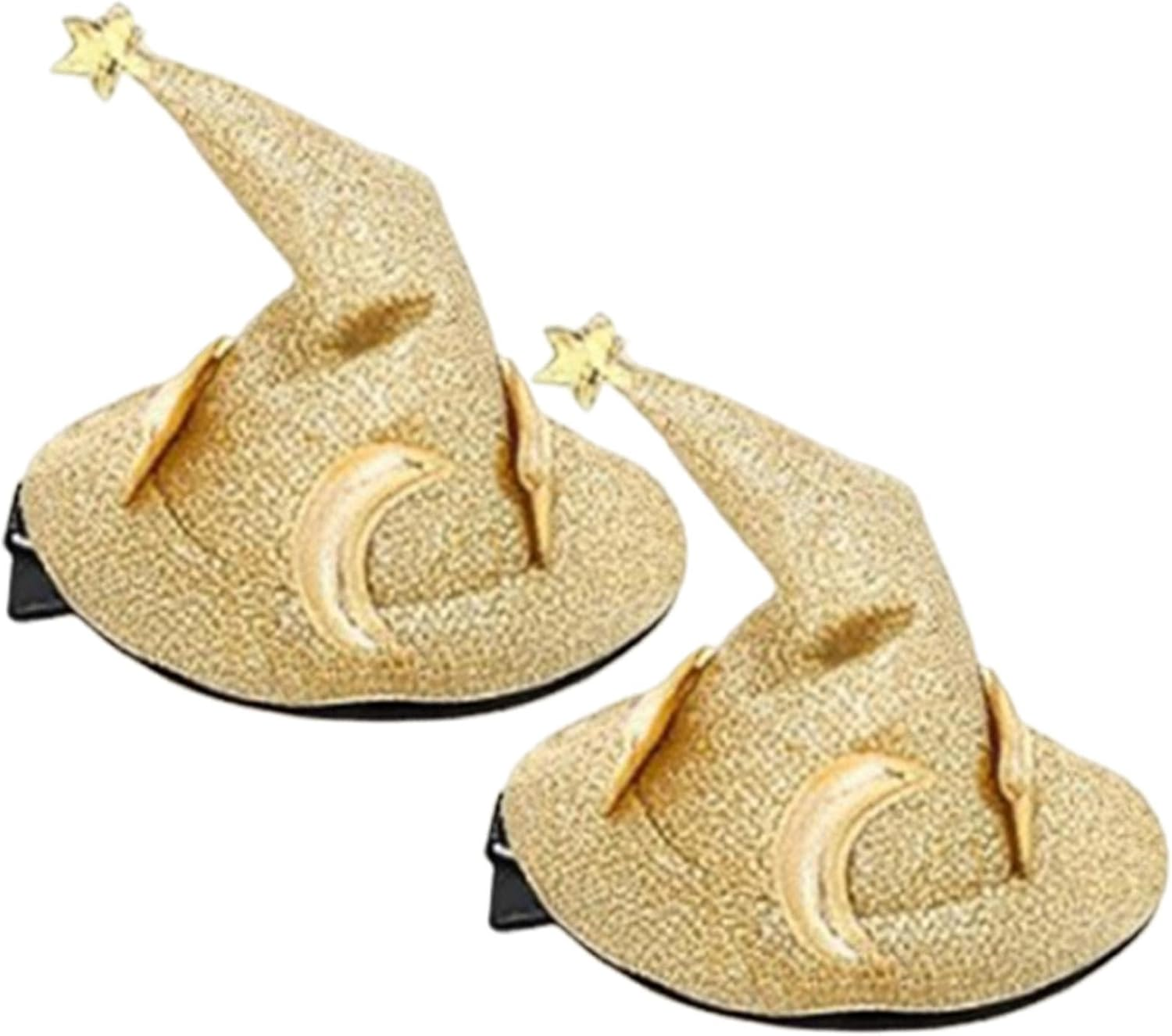 Halloween Hair Pins, Halloween Hair Clips - Pack of 2 Halloween Clothing Pin Hair Clip, Shiny Star and Moon Costume Headwear, Wizard Hat, Hair Pins for Women image number 3