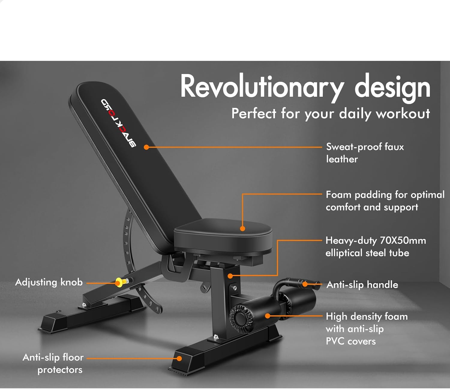 BLACK LORD Adjustable Commercial Weight Bench Press for Incline Decline Flat Exercise, Foldable FID Bench for Full Body Workout & Multi-Purpose Fitness Strength Training for Home Gym, 450Kg Capacity