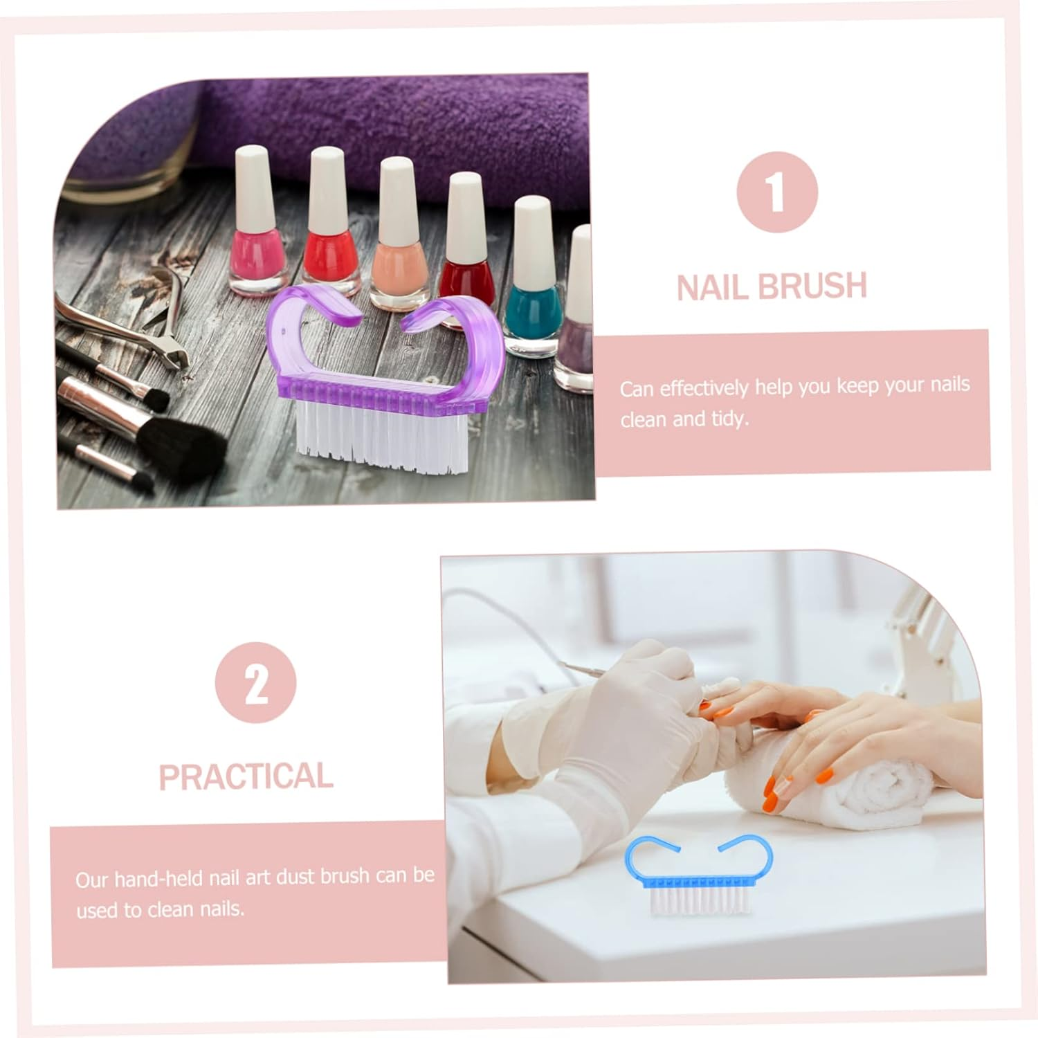 Nail Dust Brush 30Pcs 6.40X3.20X1.50Cm Portable Hand-Held Plastic Nail Manicure Dust Cleaning Tool and Personal Home Use image number 2