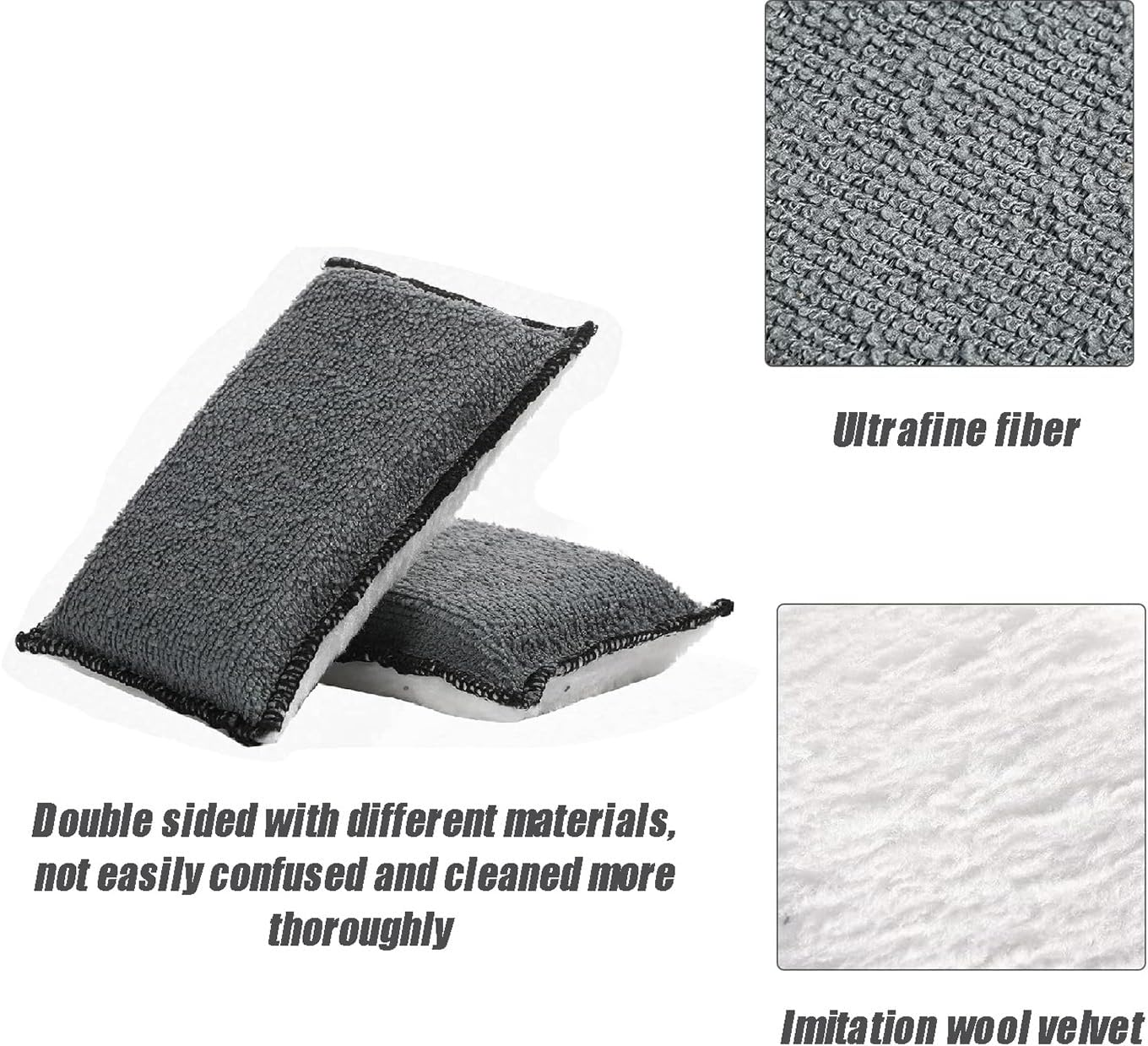 Wzenclave 2 PCS Car Interior Scrubbing Sponges Brush Cloth Cleaning Sponge Wipe Car Interior Cleaning Sponge Polyester Silk Brush Household Cleaning Sponges for Leather Car Seat Couch Cleaning image number 3