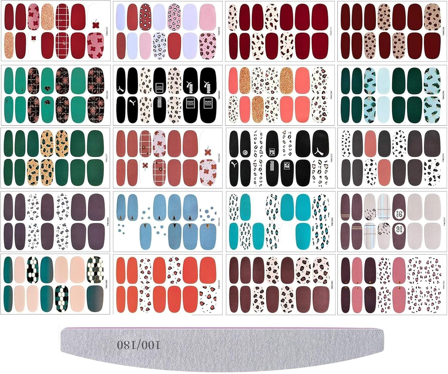 Kalolary Leopard Pattern Nail Wraps, 20 Self-Adhesive Sheets, Waterproof, Glossy, Crystal Embellishment, Adult Women'S Nail Stickers image number 6