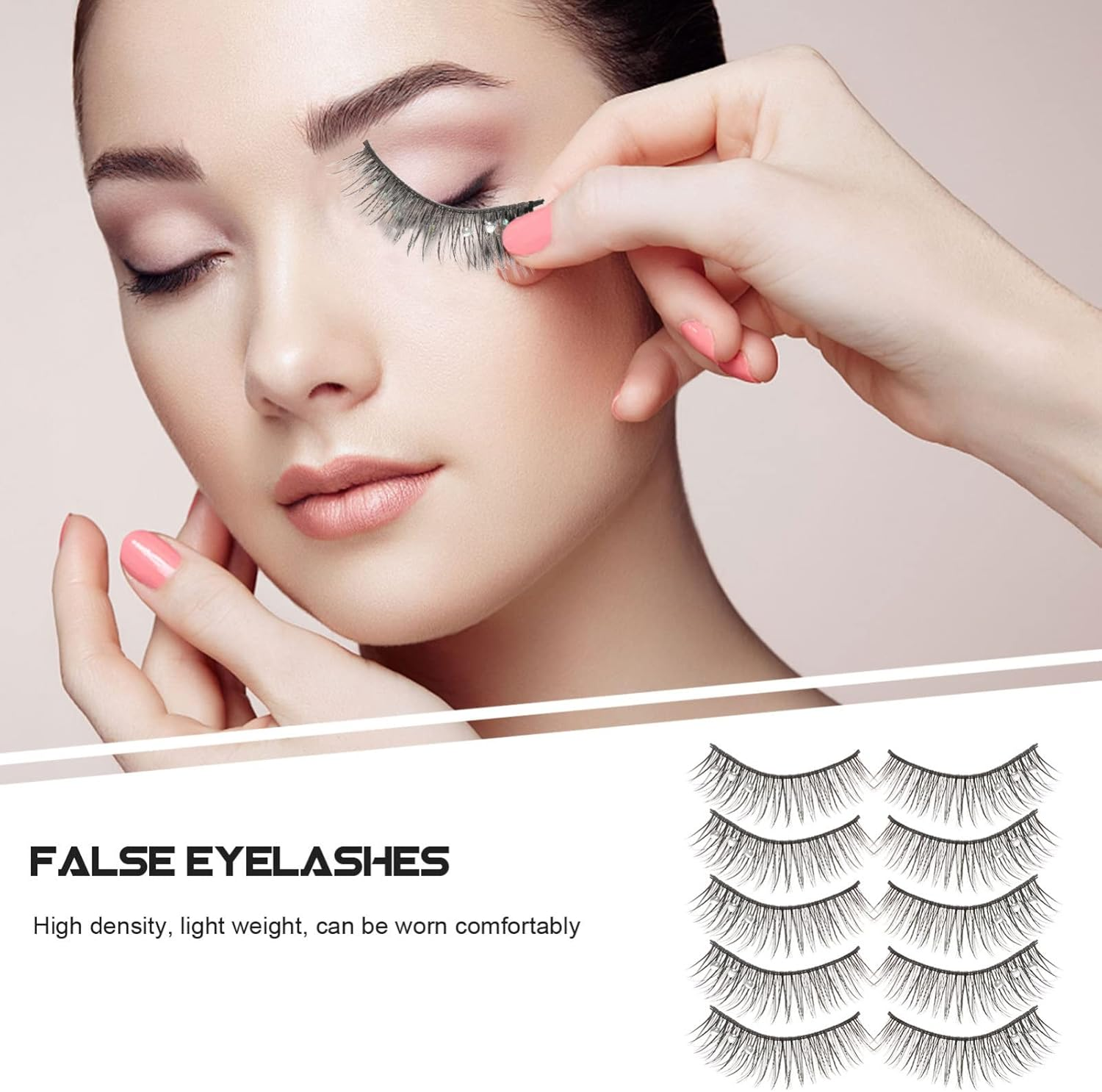 Lurrose Natural False Lashes 5 Pairs False Eyelashes Fluffy Eyelashes with Rhinestones Fake Lashes Natural Look Lashes Pesta&ntilde;as Postizas Naturales image number 5