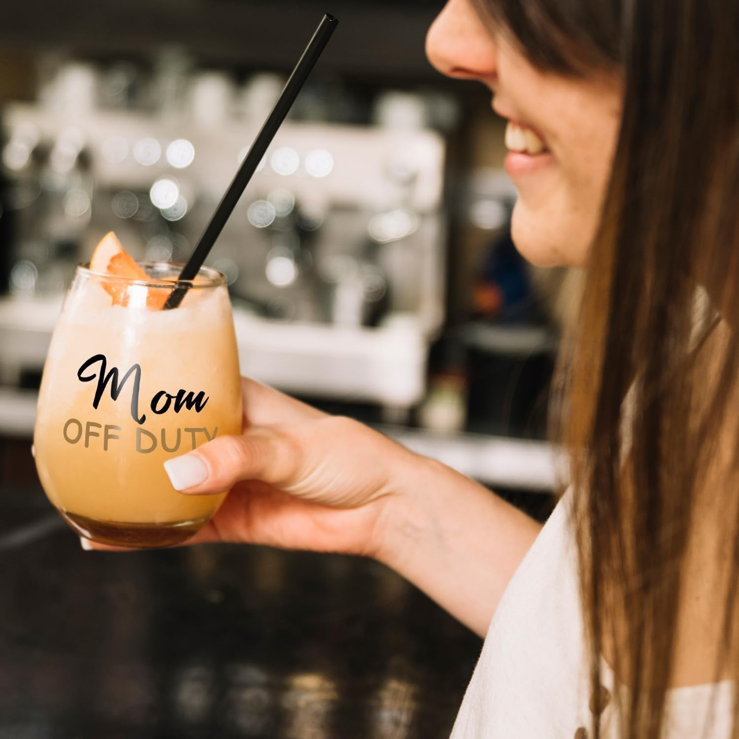 Fatbaby Mom Gifts Wine Glass,Funny Mother&rsquo;S Day Christmas Birthday Gifts for New Mom off Duty Stemless Wine Glass 15 OZ image number 2