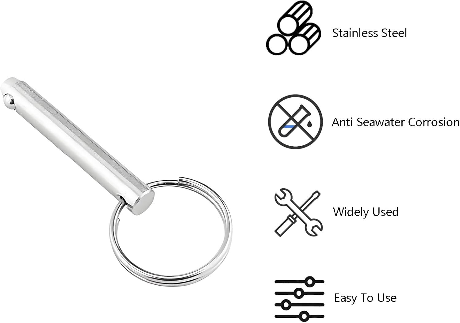 4 Pcs Stainless Steel Quick Release Pin with Spring Loaded Ball End Circle Ring Stainless Steel, Bimini Tops for Boats Accessories (10X65Mm) image number 1