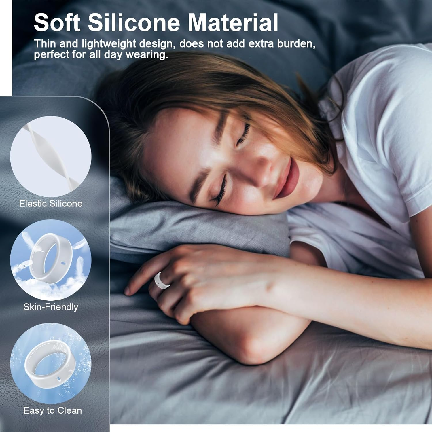 ZOOROO Rings Cover Compatible with Oura Ring Gen 4/4 Ceramic/Gen 3/Ultrahuman Ring, Surport Charging with Cover On, Anti-Scratch Elastic Silicone Rings Protector Case for Men Women Working Out Gym, L image number 1