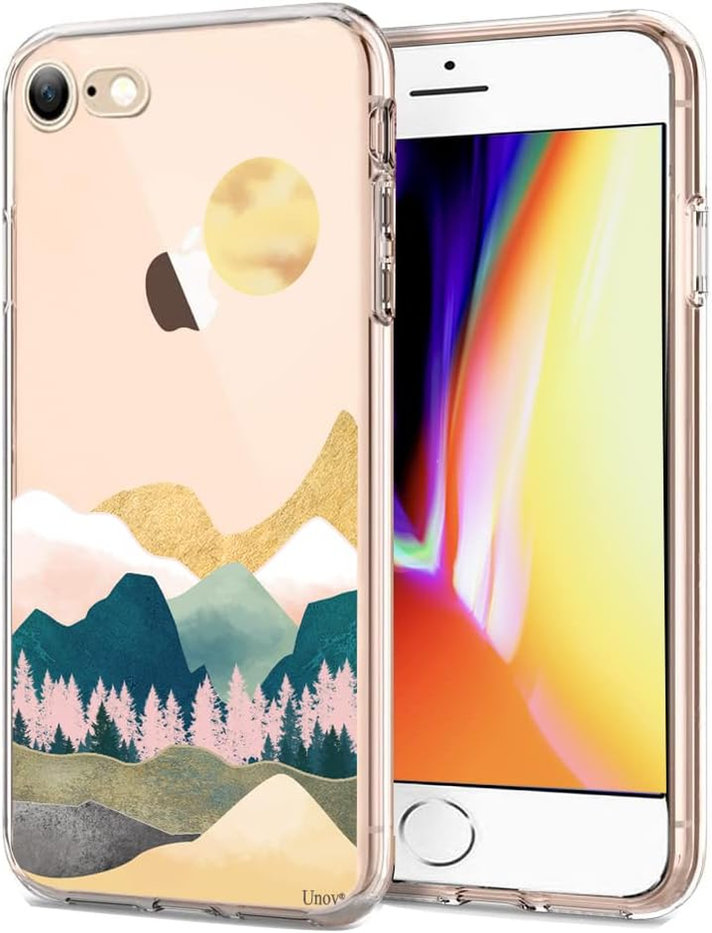 Unov Case for Iphone SE 3Rd (2022 Ver) Iphone SE 2Nd (2020 Ver) Iphone 8 Iphone 7 Case Clear with Design Embossed Pattern TPU Soft Shock Bumper Absorption Slim Protective 4.7 Inch (Sierra Mountains) - Great Wave image number 3