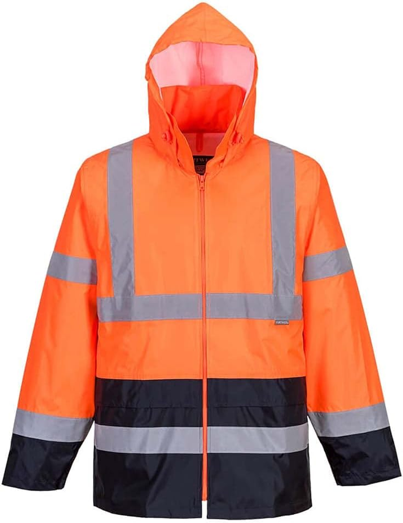 Portwest Hi Vis Classic Contrast Rain Jacket, Yellow/Navy, Large
