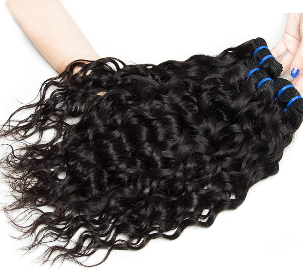 Water Wave Bundles Human Hair Brazilian Human Hair Wefts Curls Brazilian Virgin Hair Bundles 3 Curly Weave Bundles Human Hair Total 300 G 14 14 14 Inches image number 1