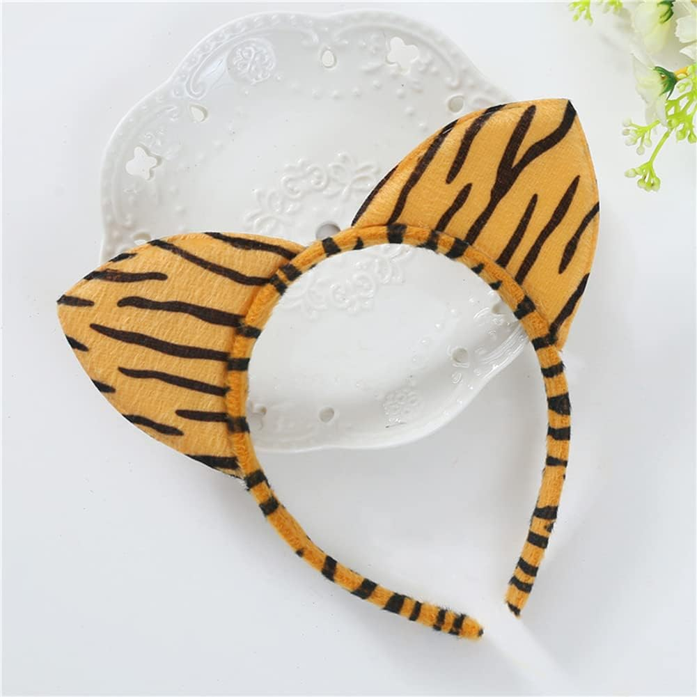 3 X Plush Animal Ear Hair Bands Halloween Leopard Cat Cow Ears Costume Accessories for Cosplay Party Daily Use image number 5