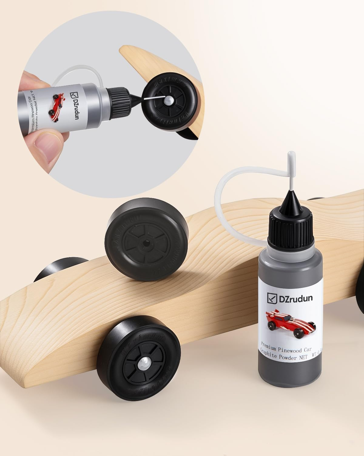 Graphite Powder 0.5OZ for Pinewood Car，Pro Racing Lubricant, Easy-Pour Spout & No-Mess Formula for Competition Cars,Powder Can Be Used on All Kinds of Doors and Locks-Safe for Wood & Metal Parts