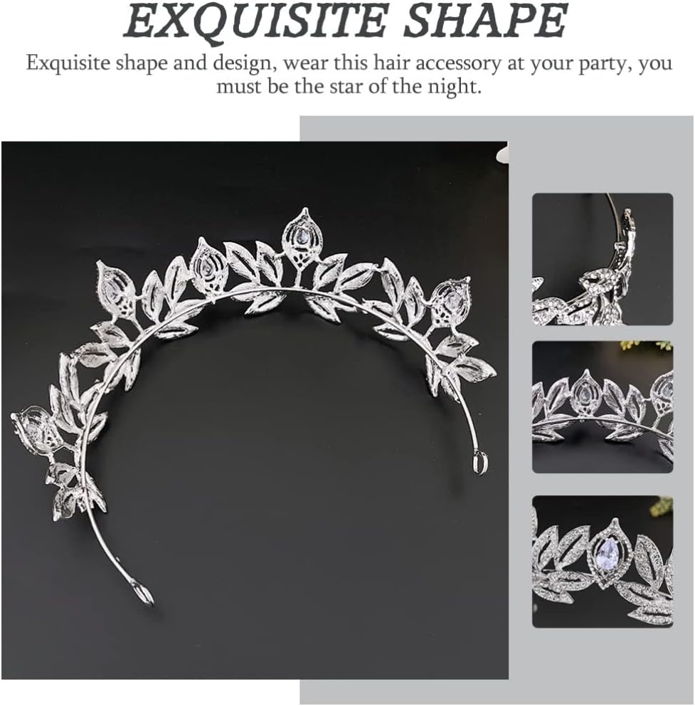 FRCOLOR Rhinestone Crown Hair Accessory for Bride Headdress Wedding Hair Decor Vintage Style Reusable and Wear-Resistant for Party Cosplay and Festival Occasions Elegant Headdress for Girl image number 5