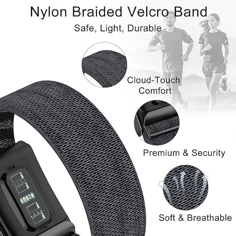 Sport Band for Whoop 5.0: Nylon Sport Band Compatible with Whoop 5.0 for Fitness Lovers - Breathable Nylon Adjustable Waterproof Soft Wristband for Gym (Starlight) - Black image number 2