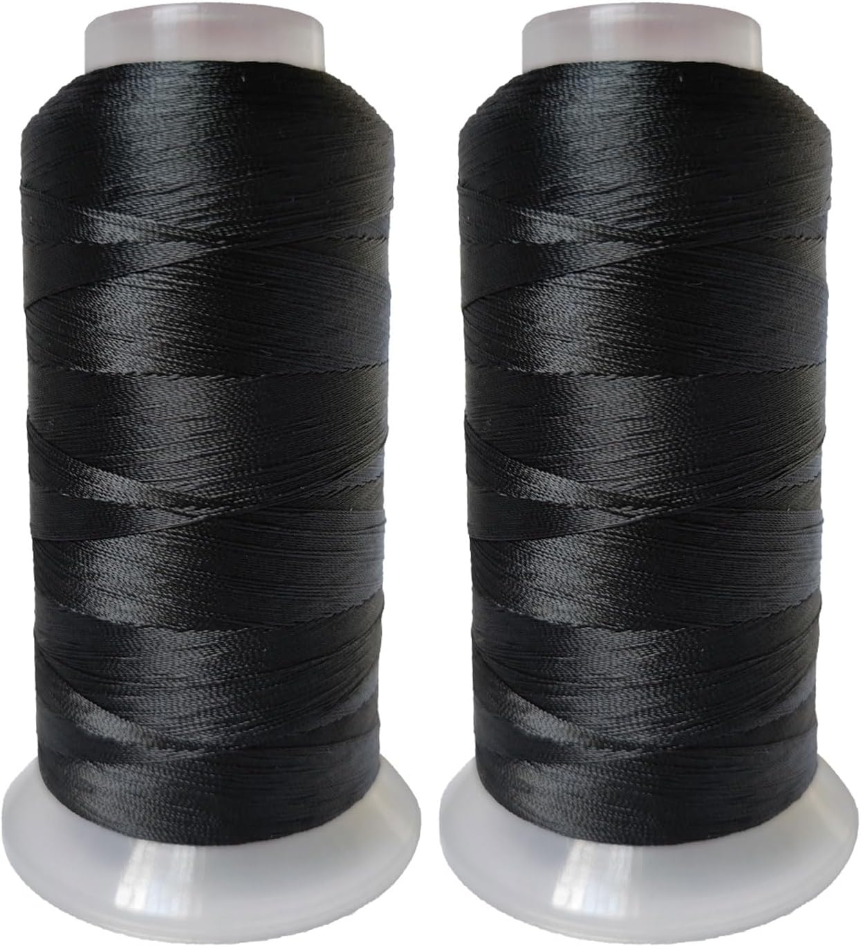FUMAO Polyester Thread Heavy Duty Bonded UV Resistant Outdoor #69 T70 Size 210D/3Ply for Marine Upholstery, Leather, Sewing Crafts, 3000Yards Pack of 2 (Black White)